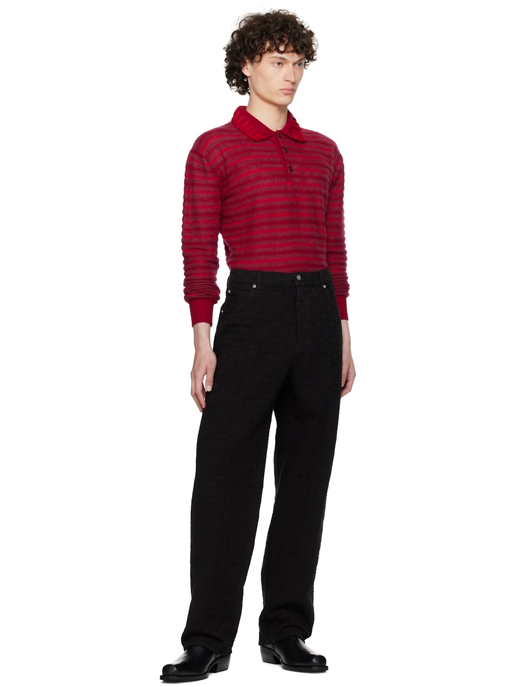Black Monogram Five-Pocket Jeans - 4
