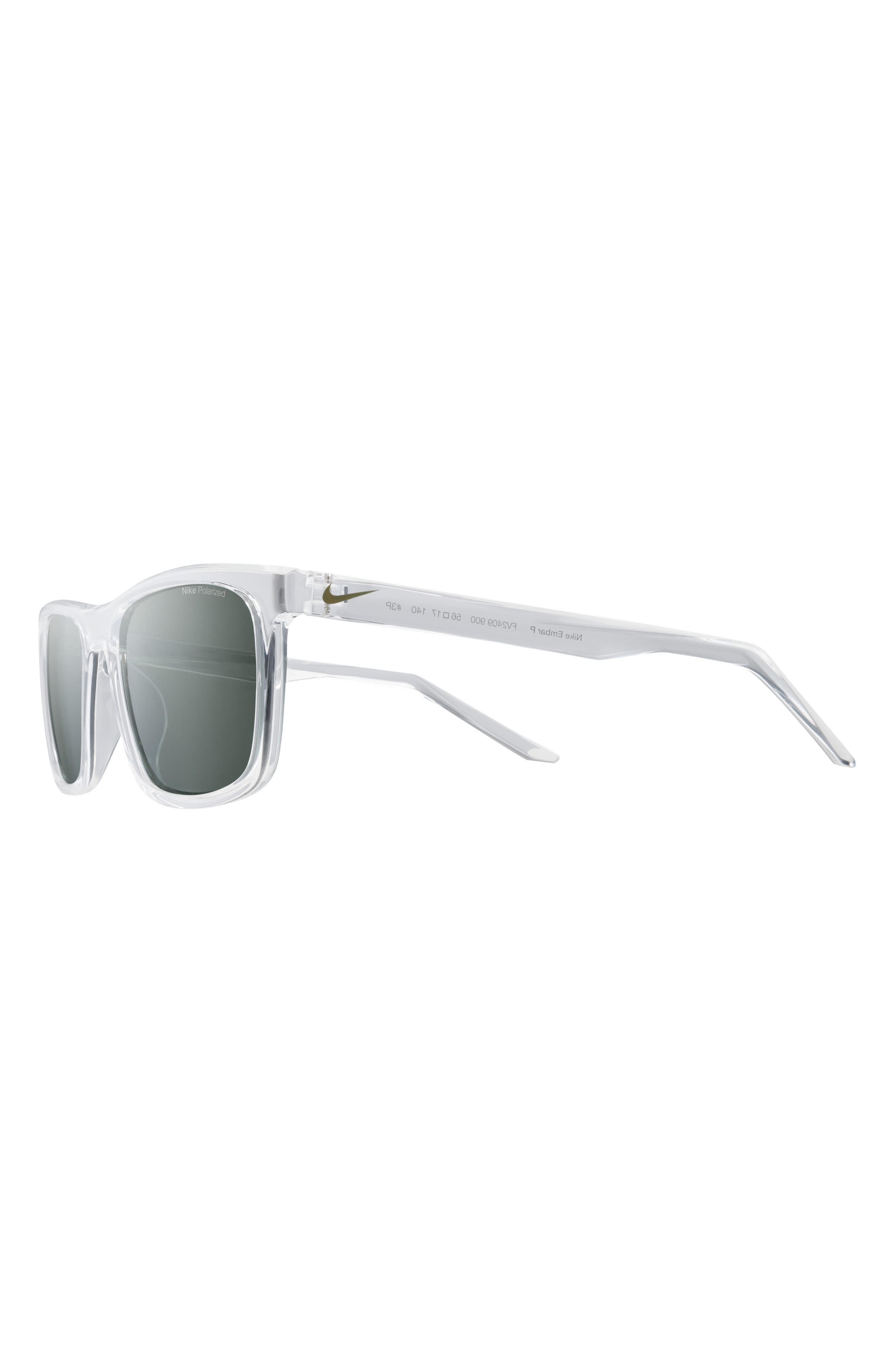 Nike Embar 56mm Polarized Square Sunglasses in Clear /Polar Green at Nordstrom - 8