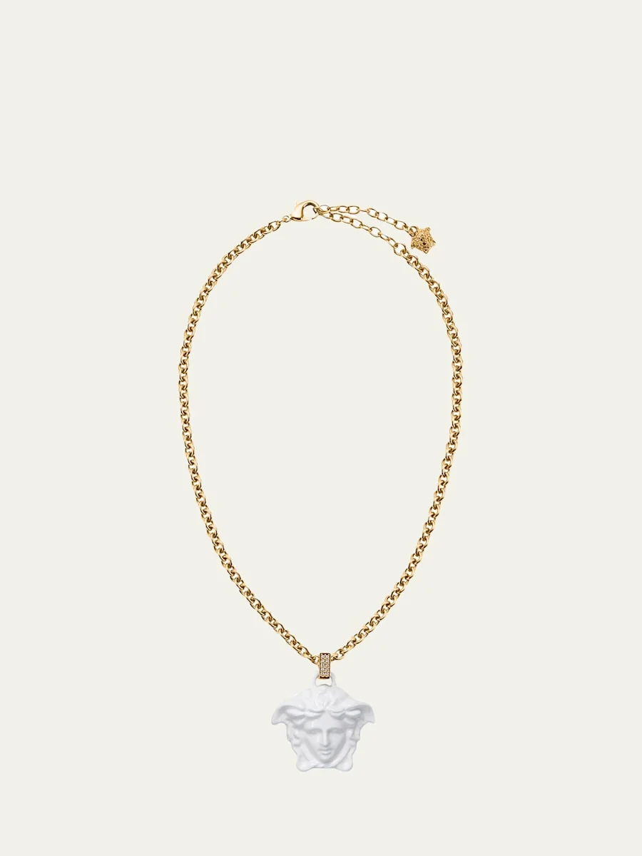 Medusa Pendant Necklace, White - 1
