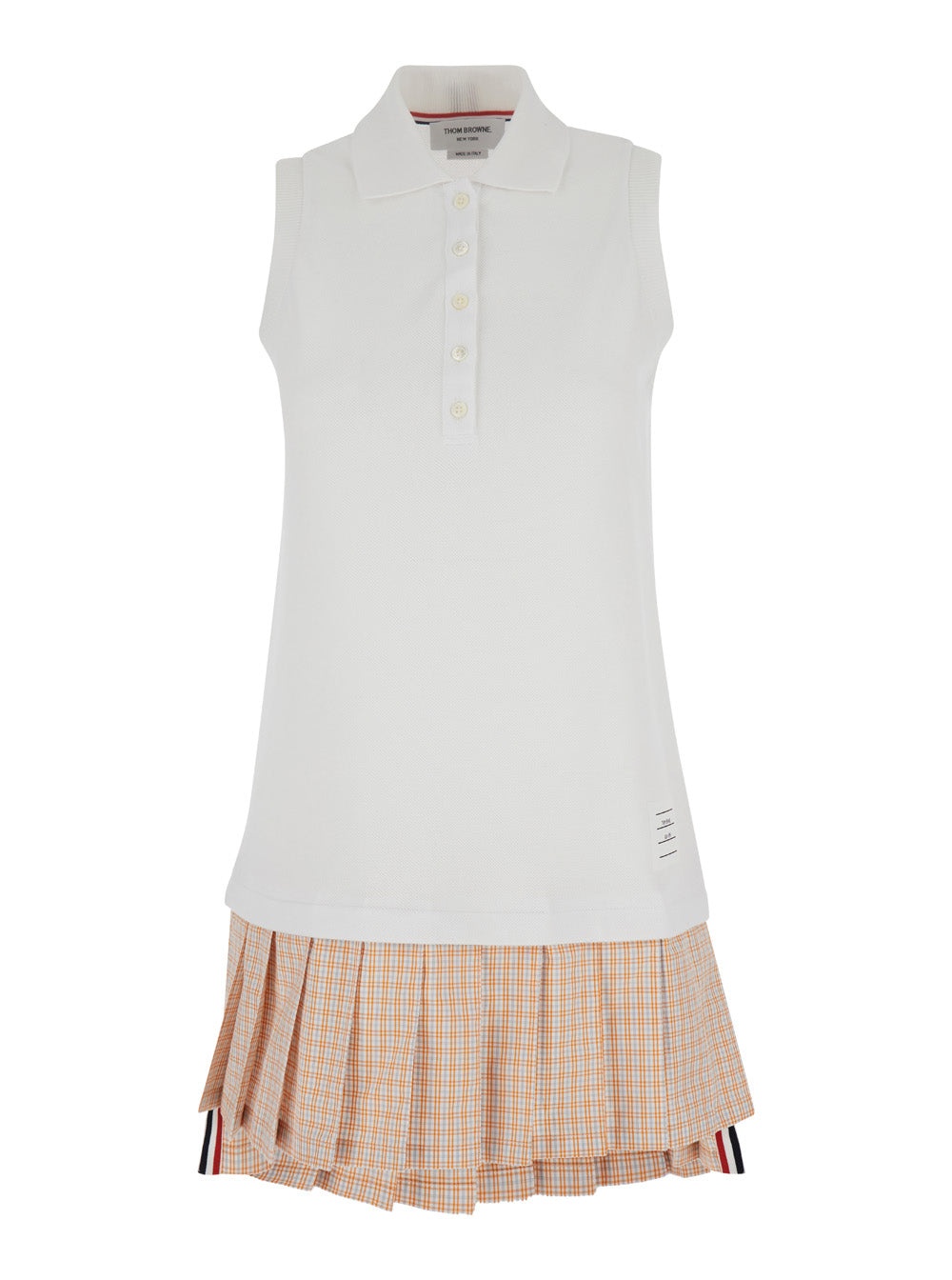 Thom Browne Women Mini White And Orange Polo Dress In Cotton Woman - 1