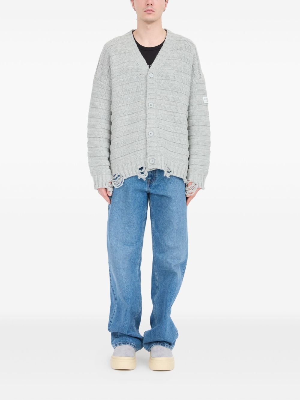 ribbed button-up cardigan - 2