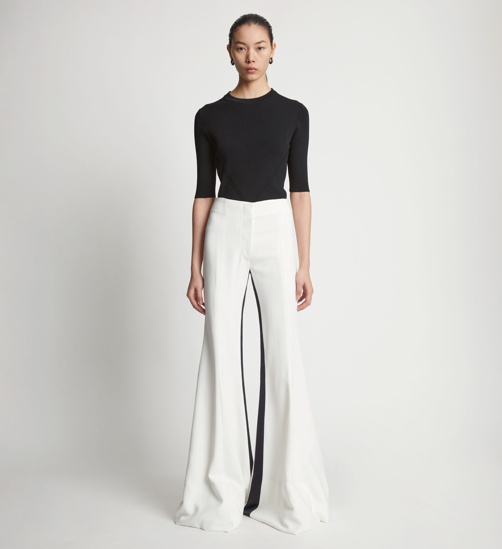 Viscose Suiting Tuxedo Wide Leg Pants - 2