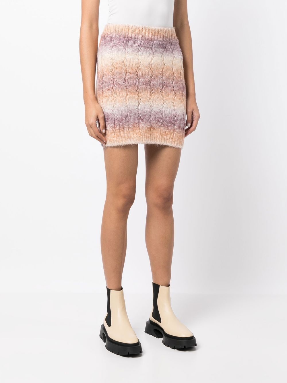 striped cable-knit mini skirt - 3