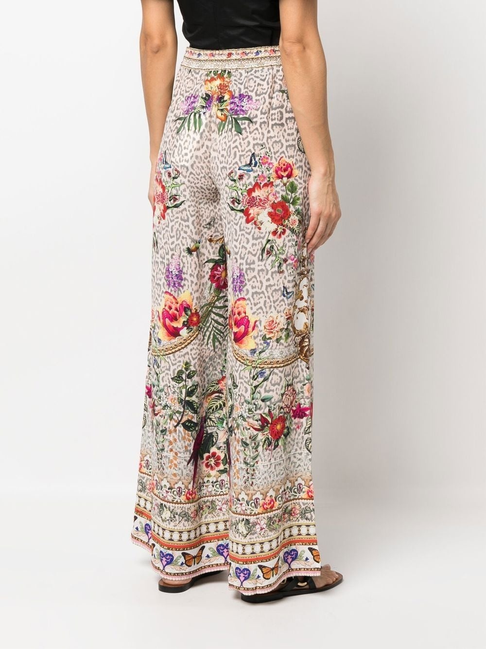 flared floral-print trousers - 4