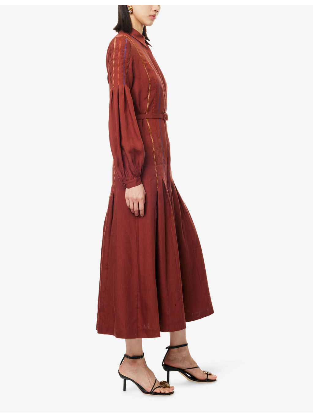 Aleka Pleated Linen Midi Dress - 3