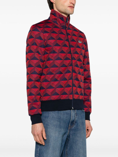 LACOSTE zip-up geometric-jacquard sweatshirt outlook