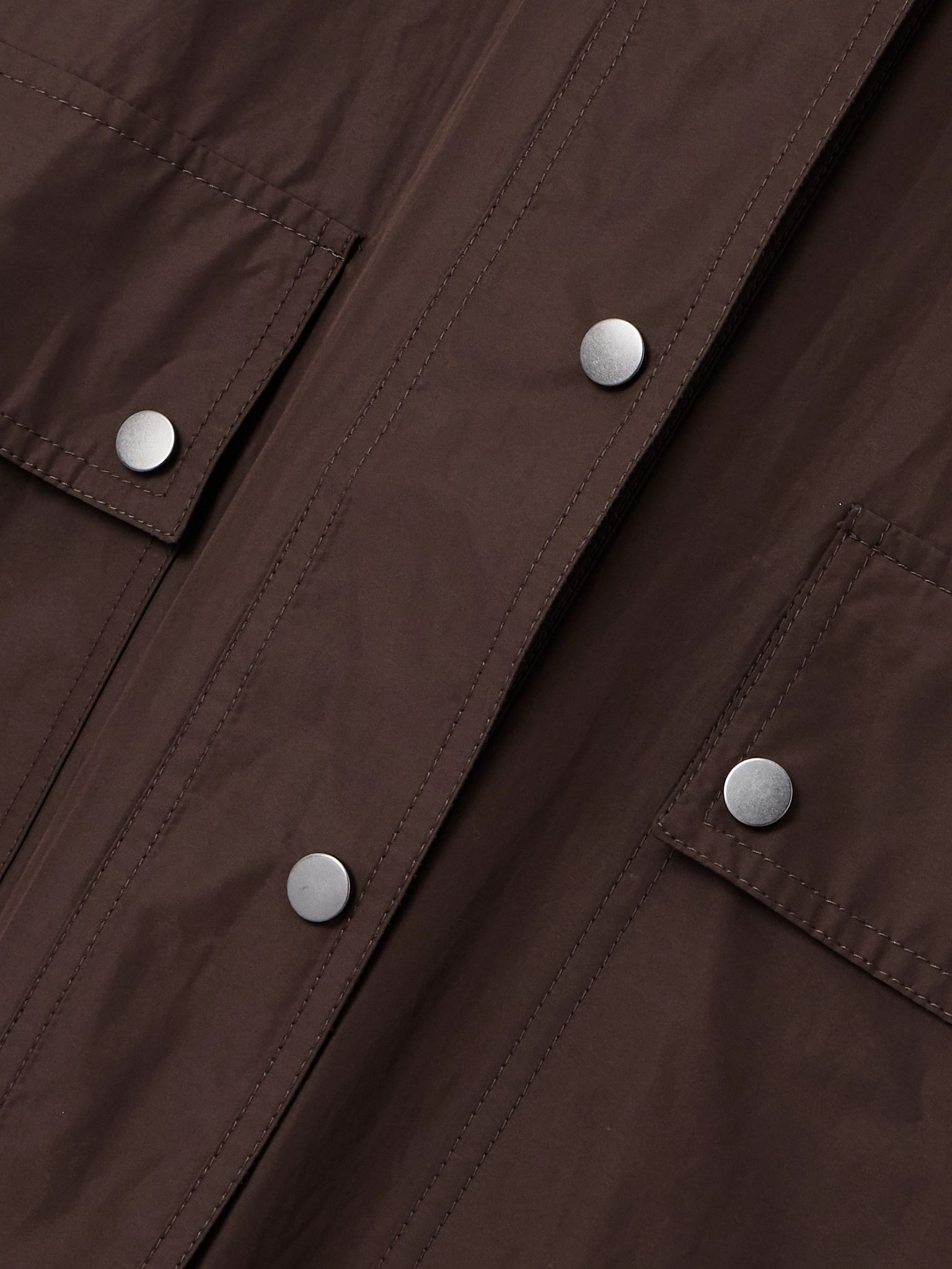 Bead-embellished hooded shell coat Brown - 5