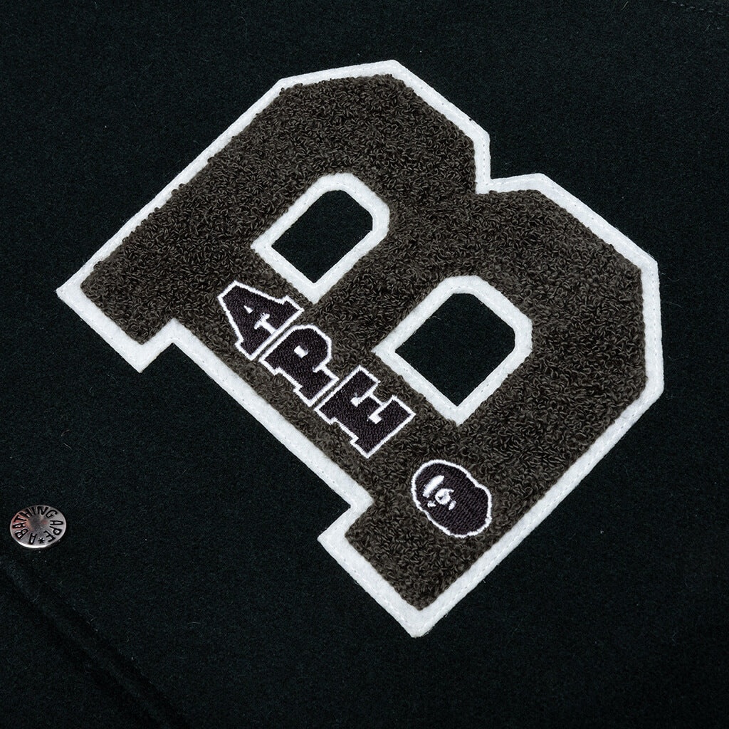 EMBROIDERY VARSITY JACKET - GREEN - 3