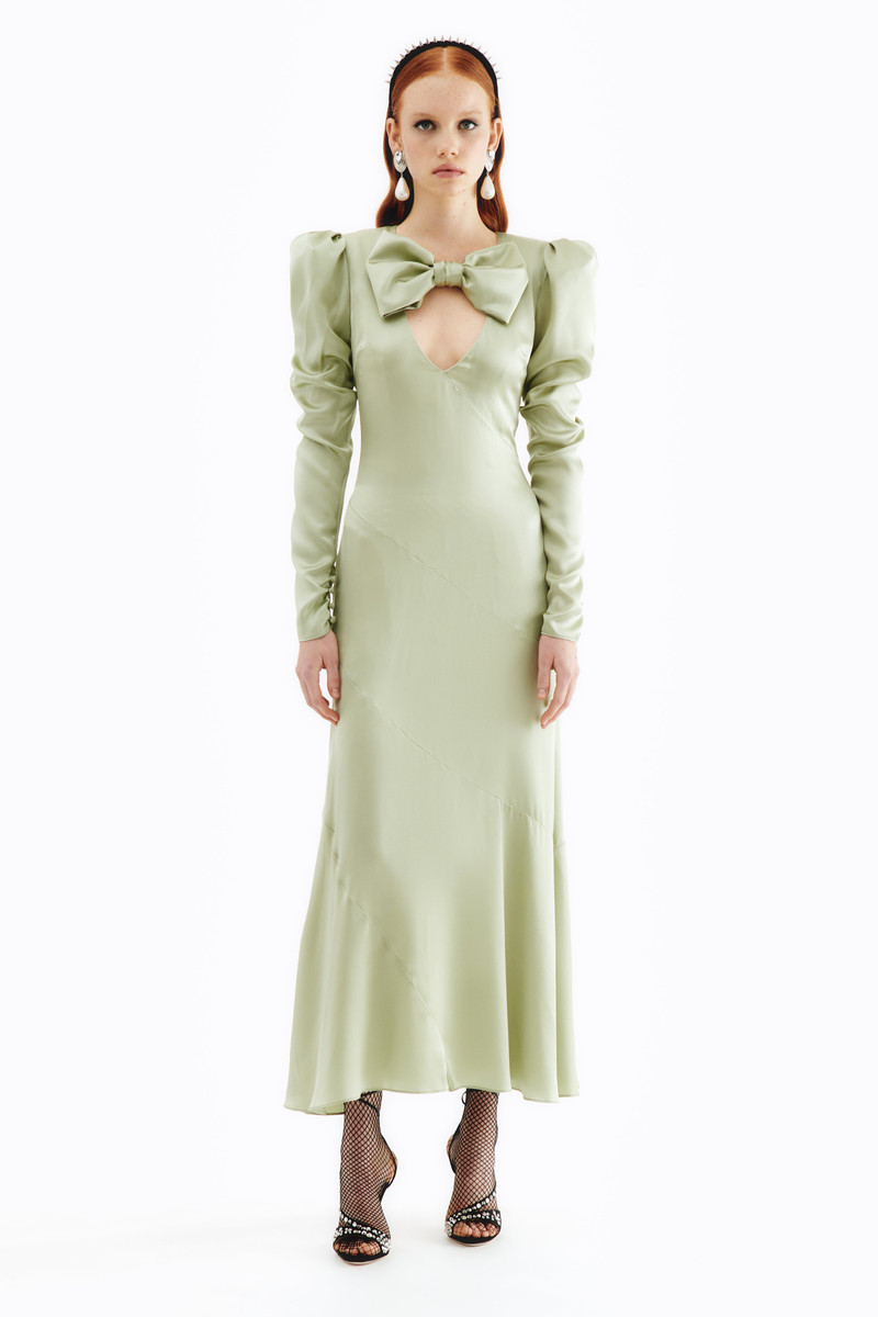 Alessandra Rich SILK SATIN DRESS WITH BOW outlook