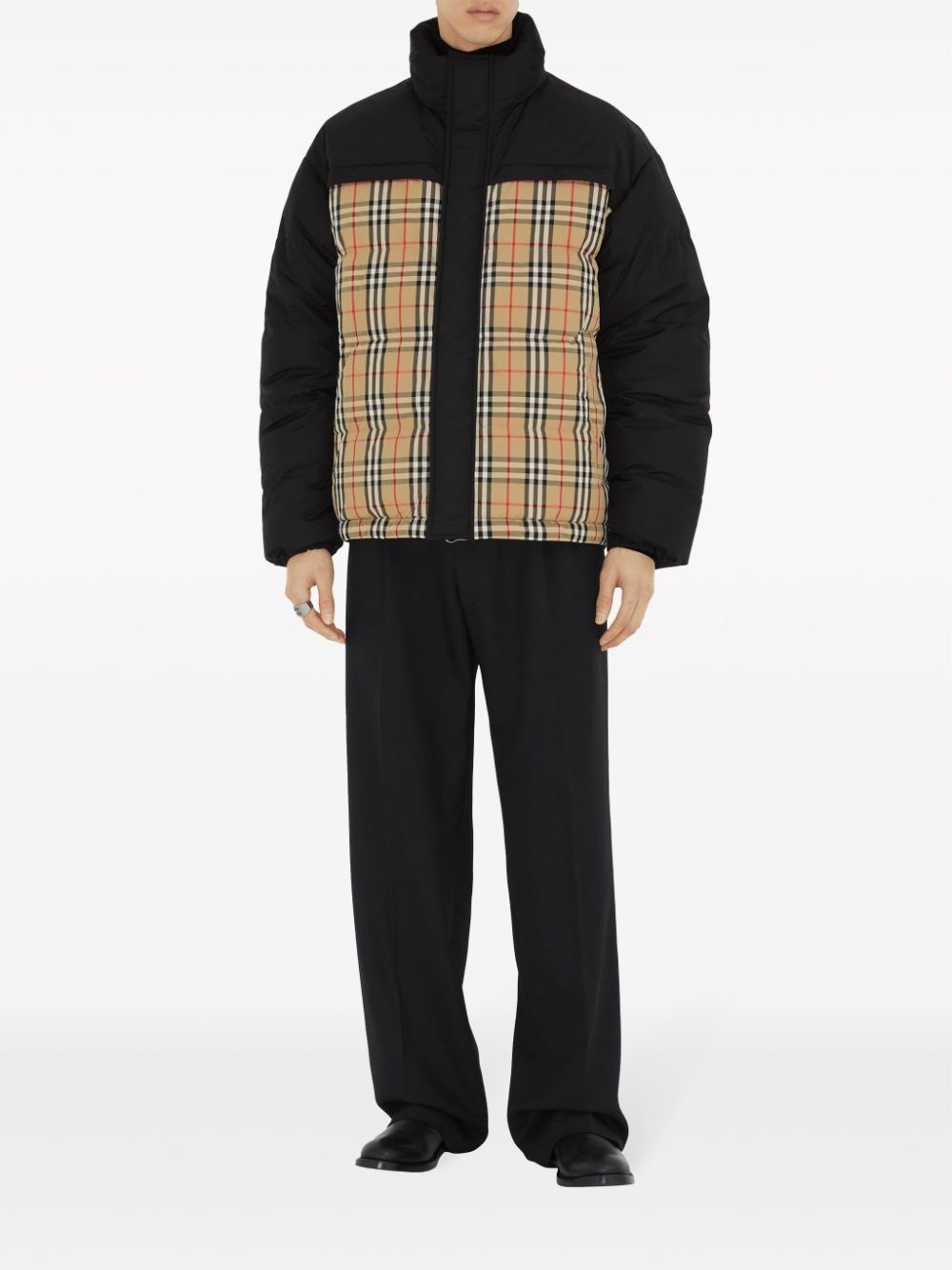 Vintage check-pattern reversible padded jacket - 2