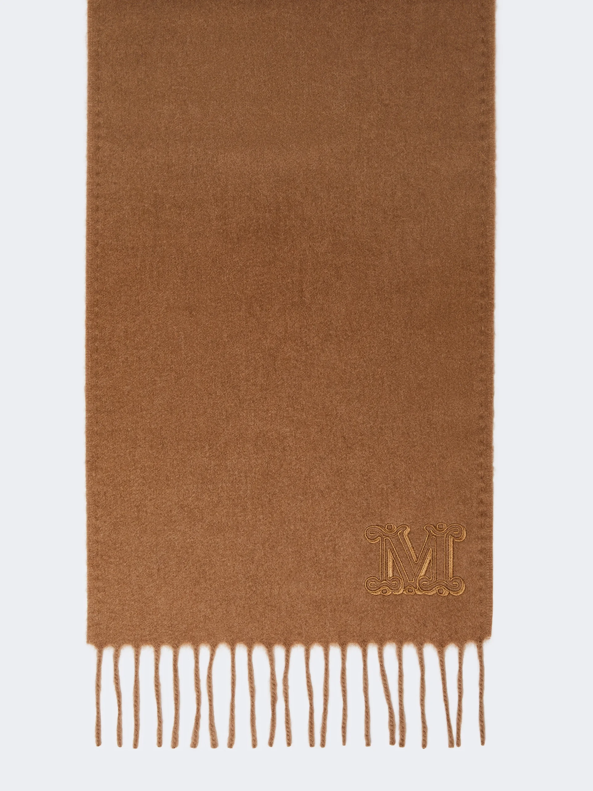 WKCLARA Monogram-embroidered camel stole - CAMEL - 1