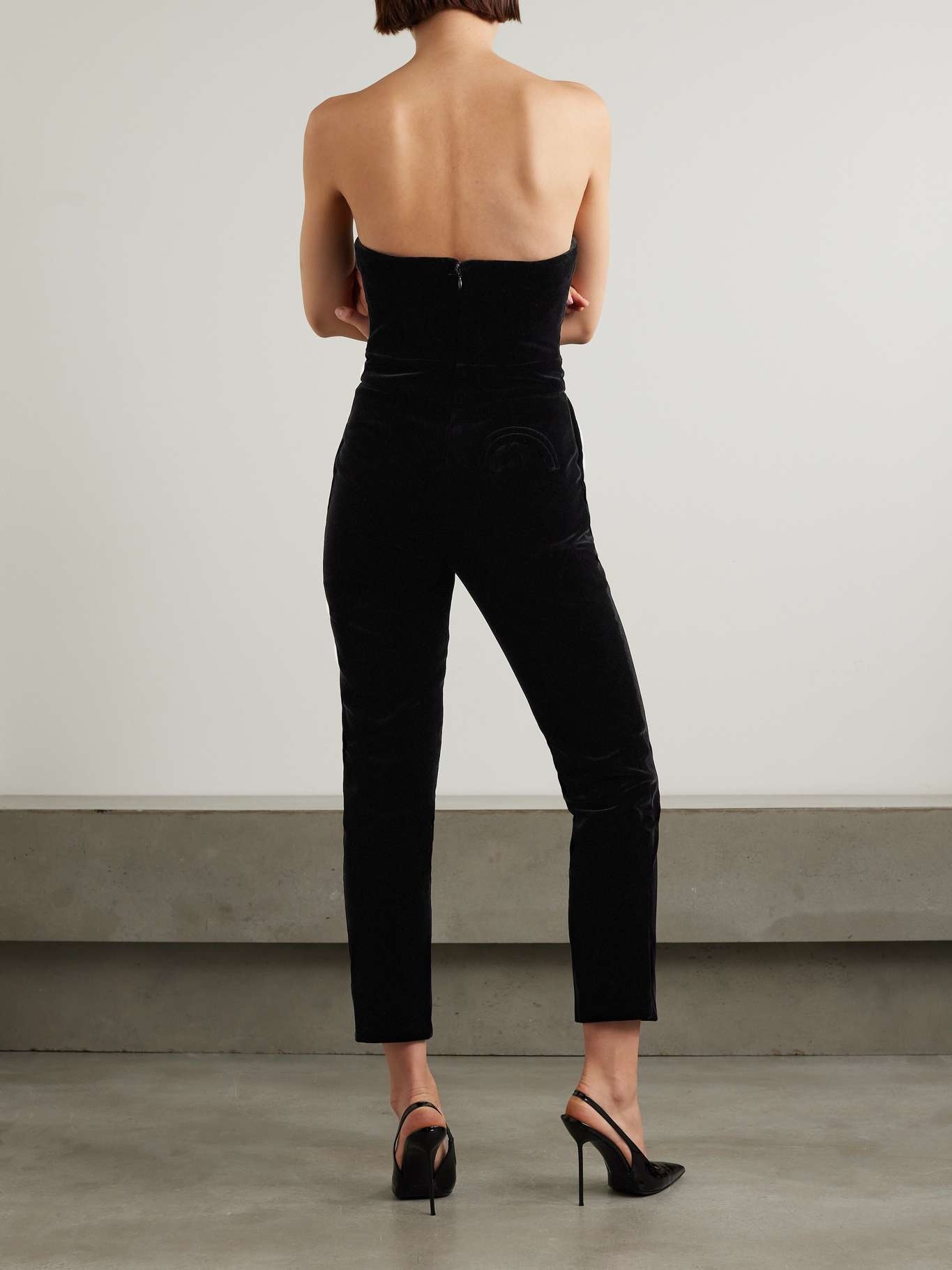 Clyde strapless velvet jumpsuit - 3