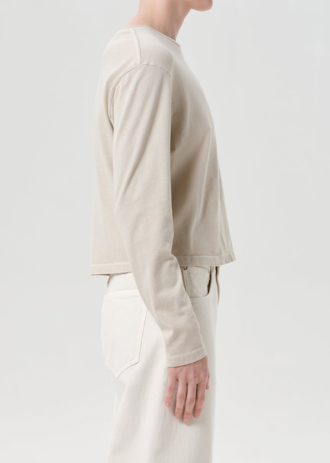 SYDNEY LONG SLEEVE TEE IN RICE GRASS - 3