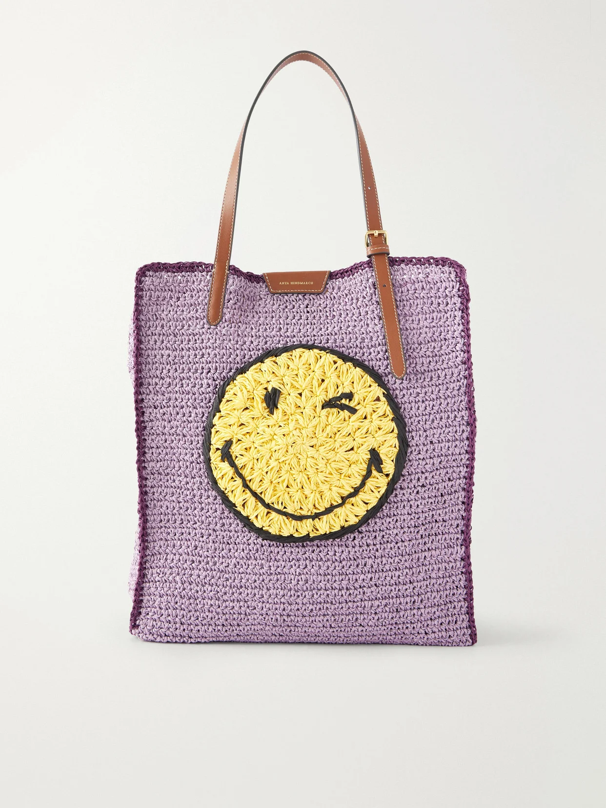 Wink Leather-trimmed Raffia Tote - 1