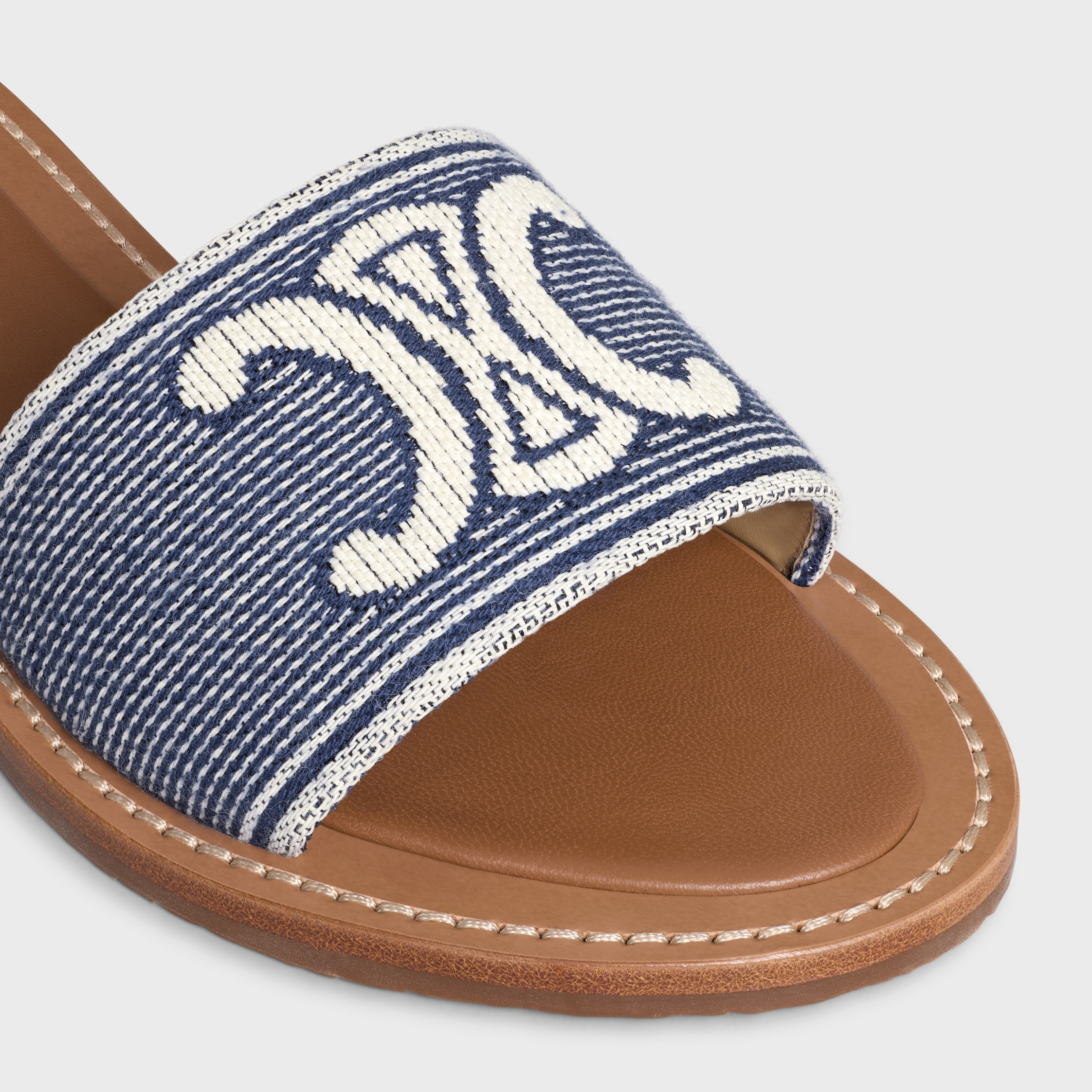 CELINE LYMPIA MULE IN Striped Textile with Triomphe - 4