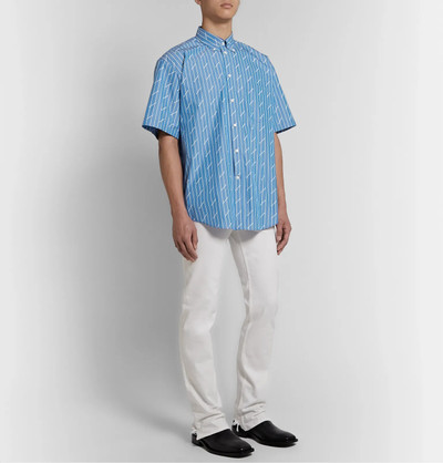 BALENCIAGA Oversized Button-Down Collar Striped Cotton-Blend Shirt outlook