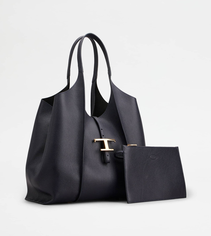 Tod's T TIMELESS SHOPPING BAG IN LEATHER MEDIUM - BLUE outlook