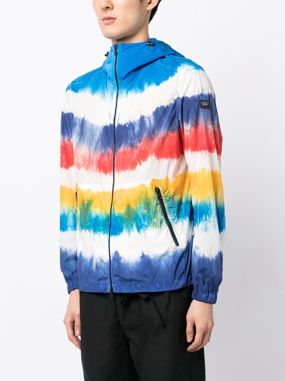 logo-patch stretch-design collar jacket - 3