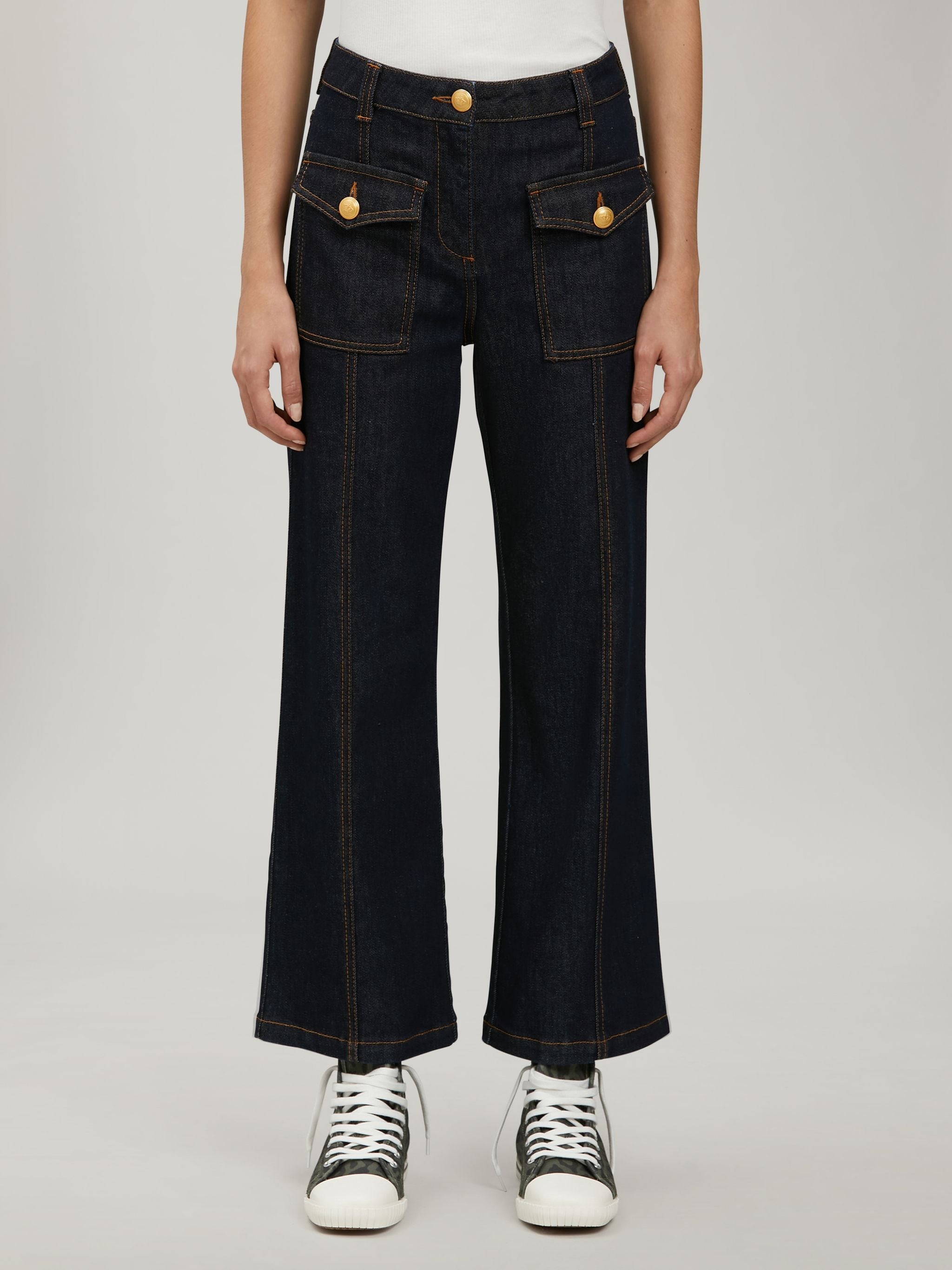 MARINE FLARE DENIM PANTS - 3
