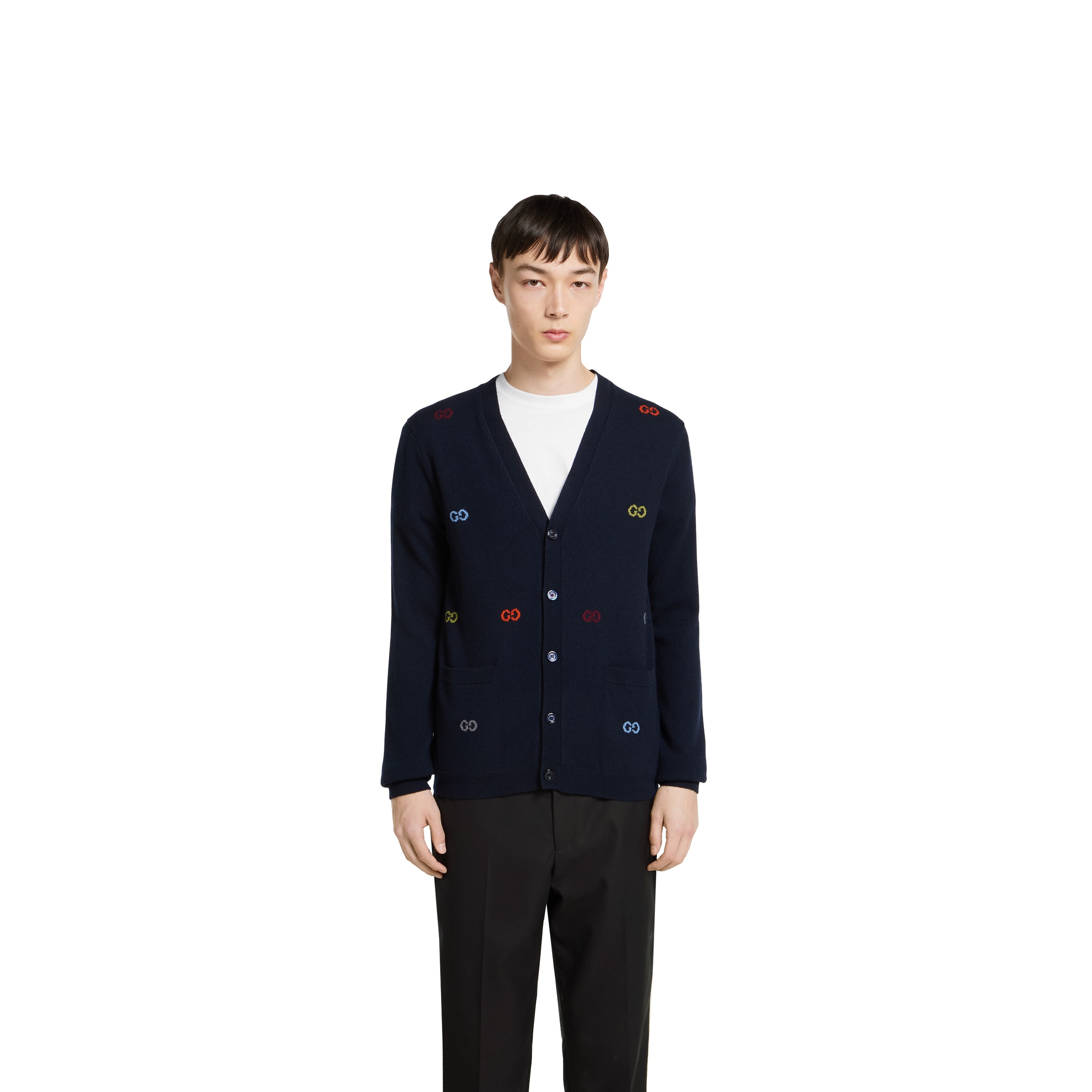 Fine cashmere cardigan with intarsia - 3