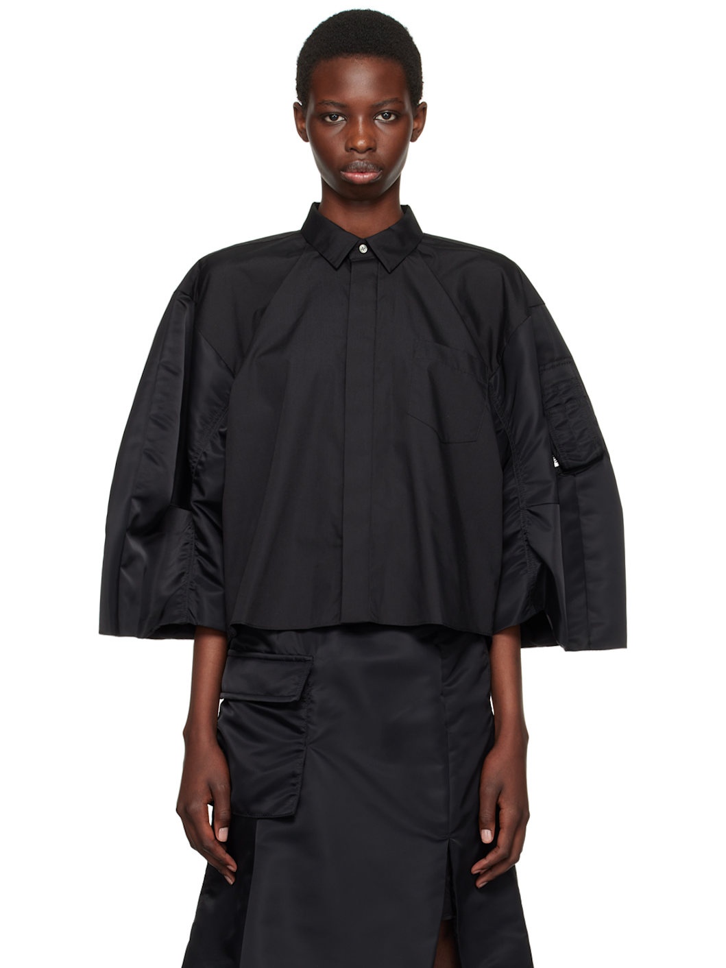 Black Puff Sleeve Shirt - 1