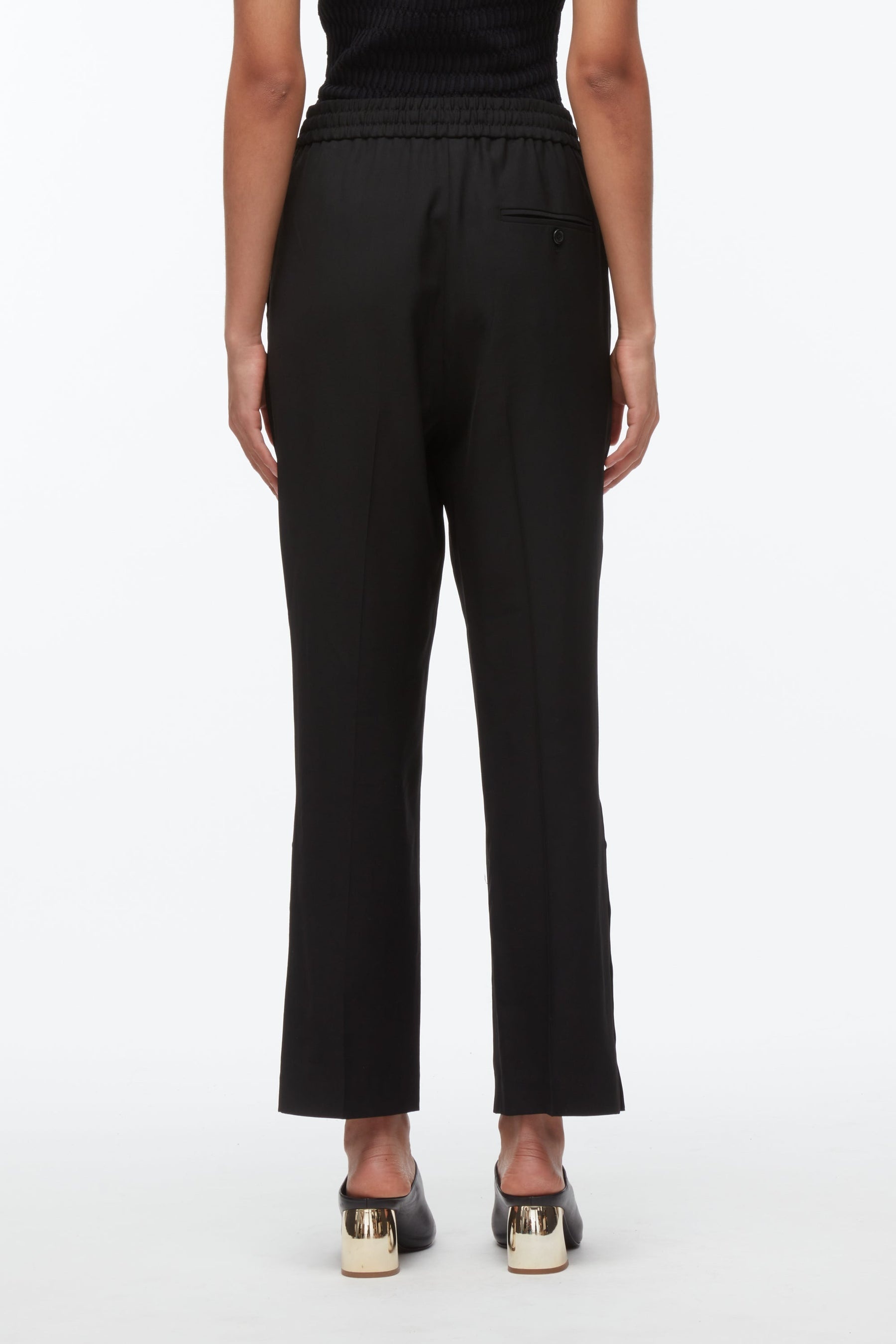 Cropped Elasticated Pants With Side Vent - 4