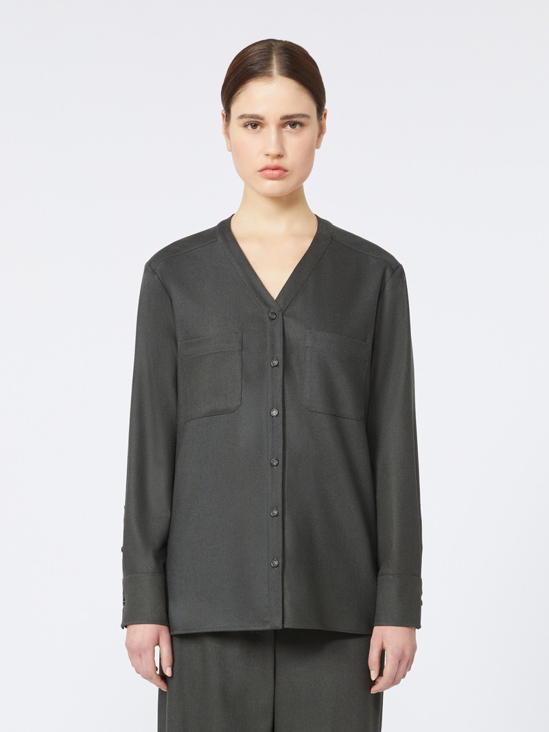 NINE Wool flannel V-neck shirt 3