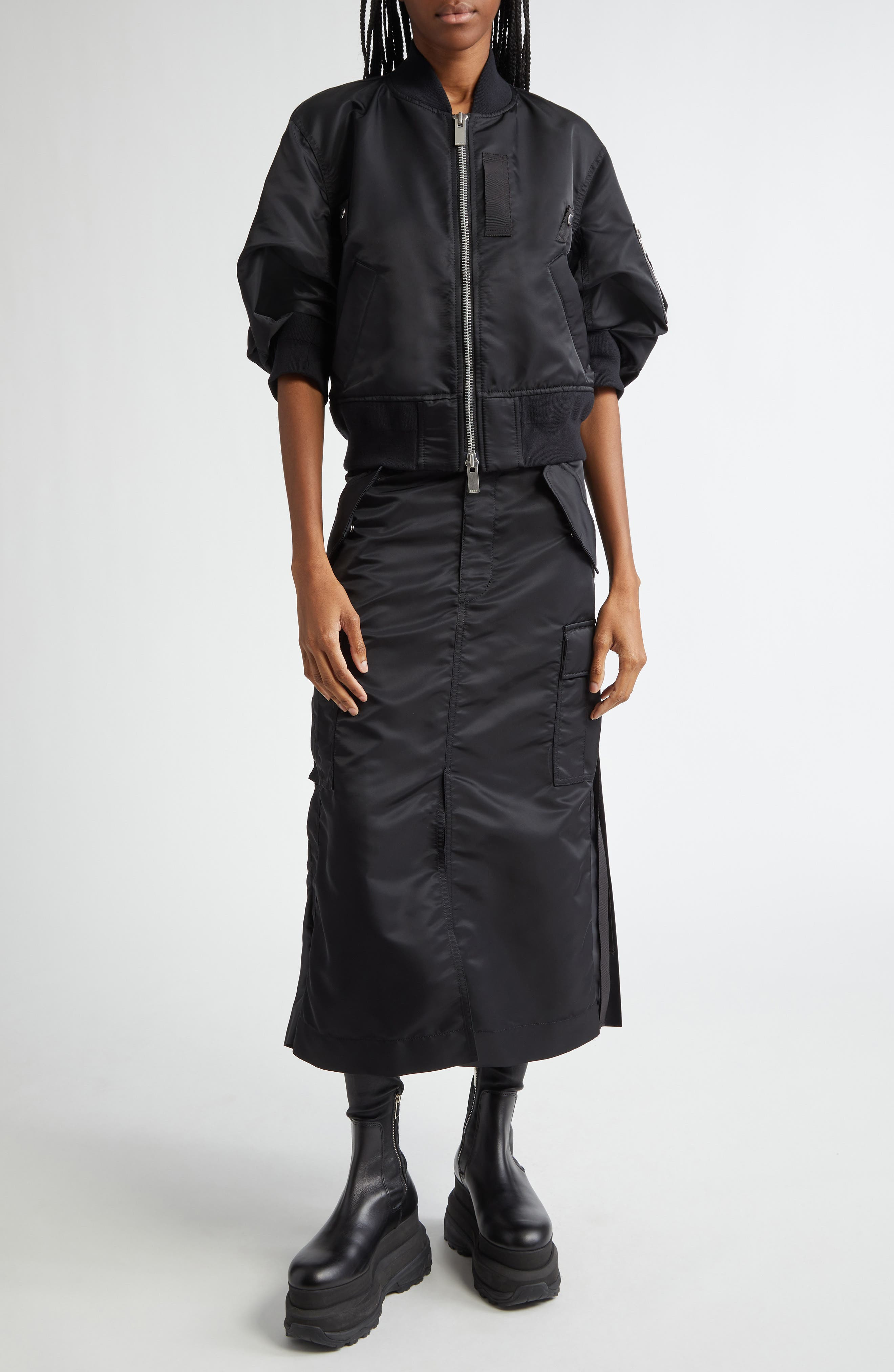 Short Sleeve Nylon Twill Bomber Jacket - 2