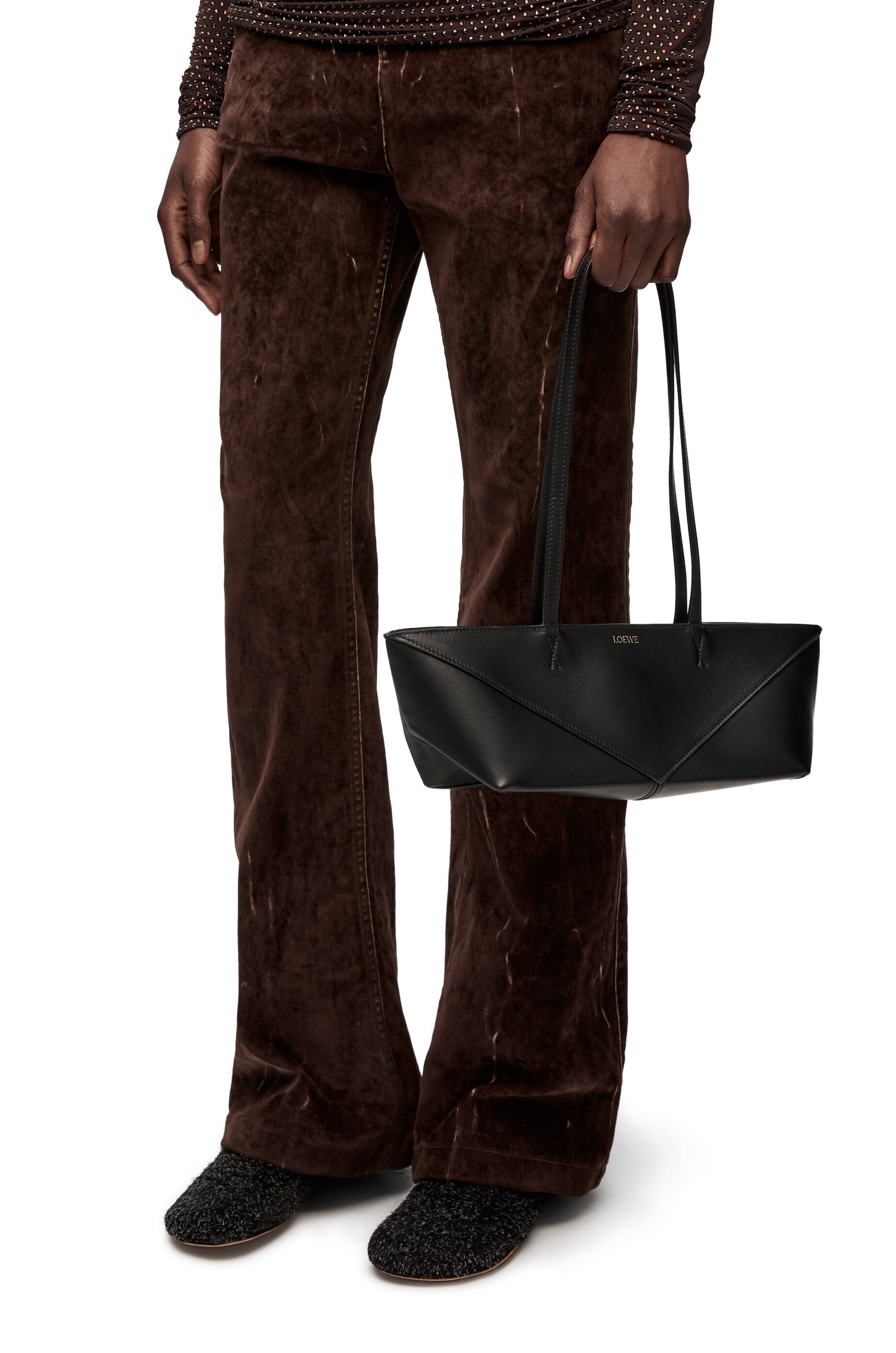 Cropped Puzzle Fold bag in shiny calfskin - 2
