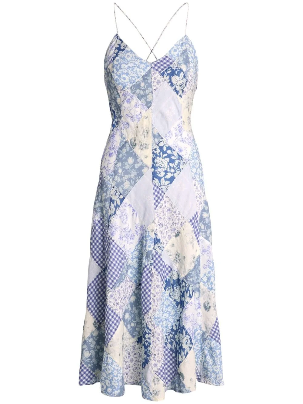 sleeveless patchwork midi dress - 1