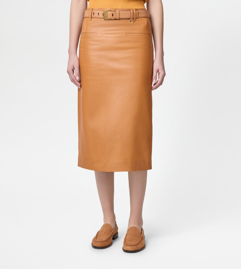 SKIRT IN LEATHER - ORANGE 3