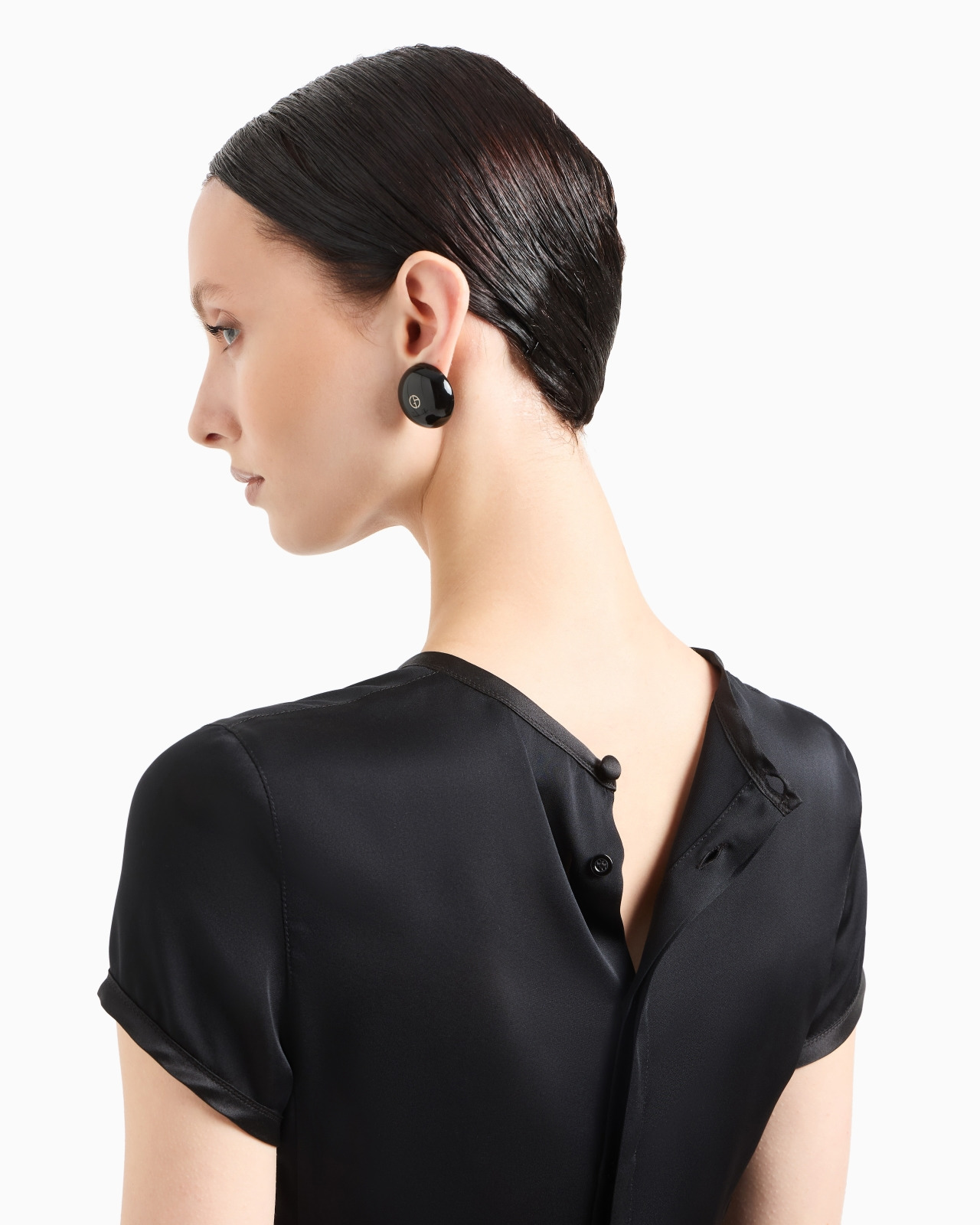 Silk charmeuse blouse with V neckline - 5