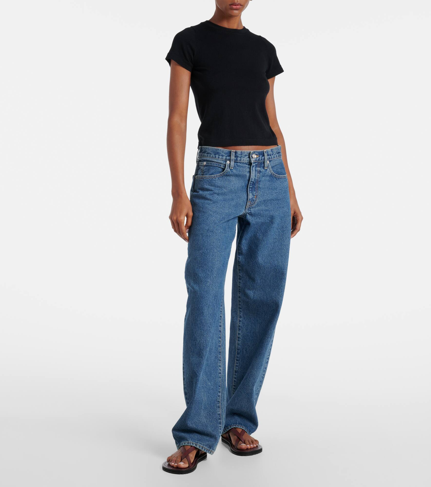 Tess Long low-rise wide-leg jeans - 7