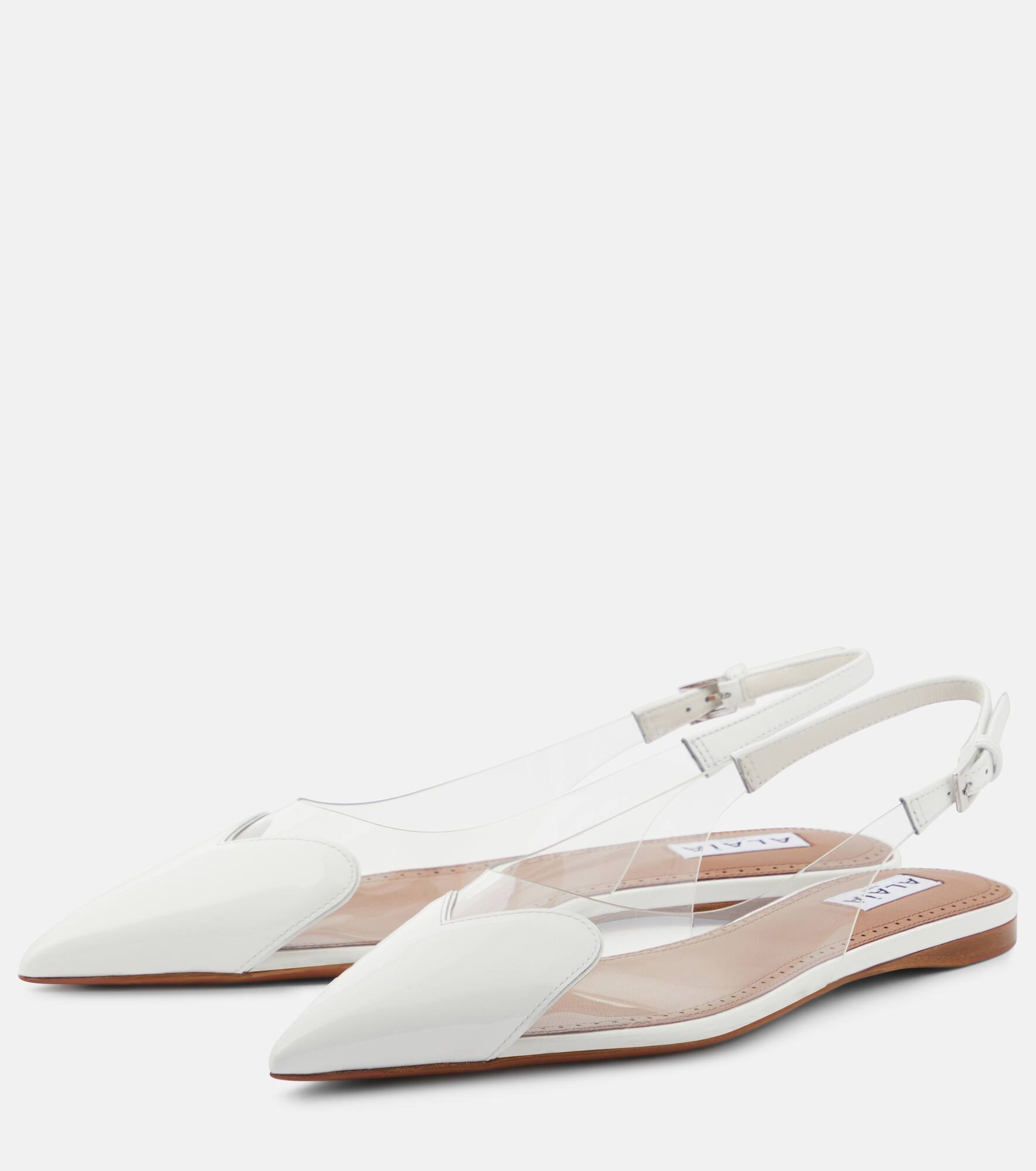 Le Cœur patent leather and PU slingback flats - 5