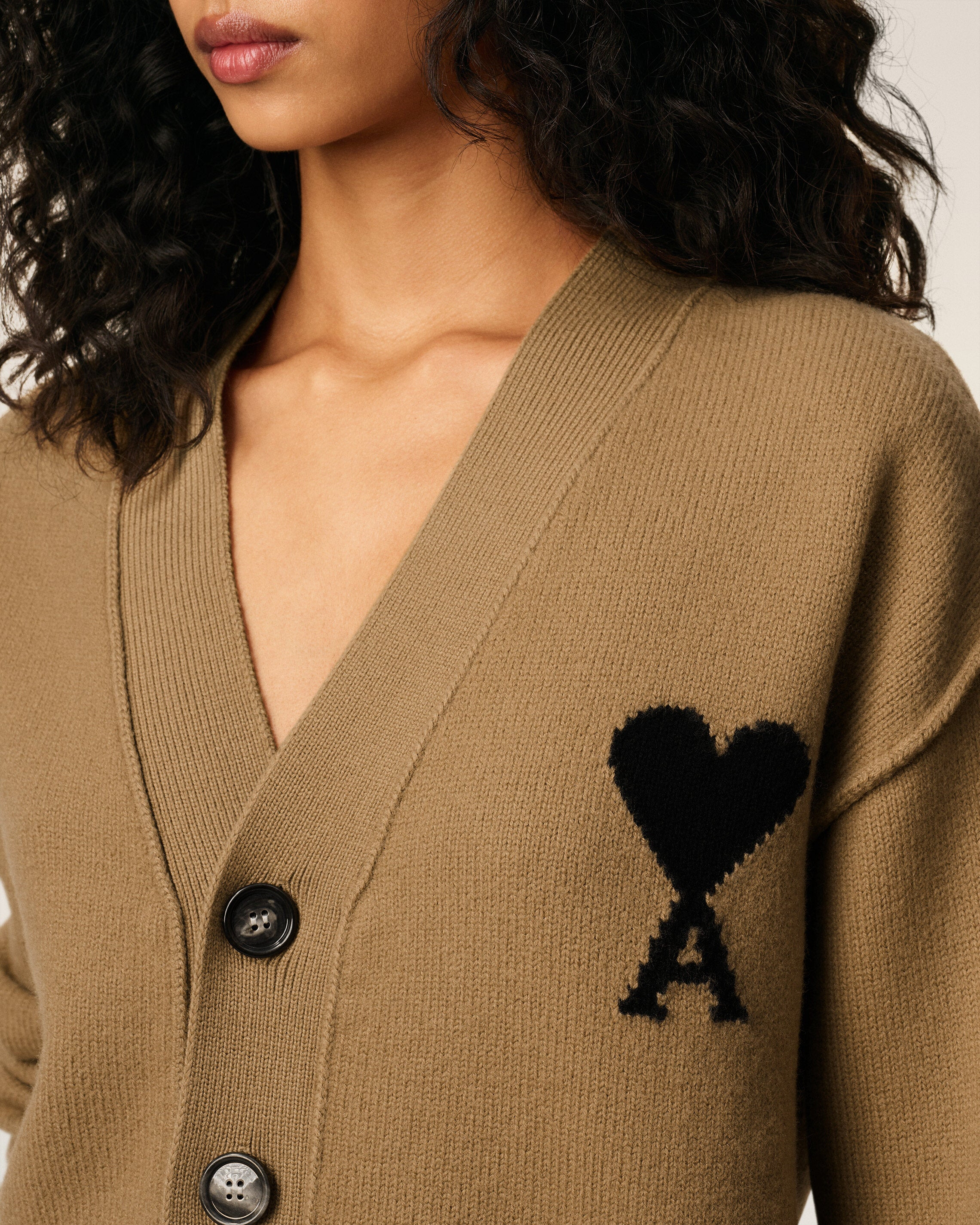 BROWN WOOL AMI DE COEUR CARDIGAN - 4