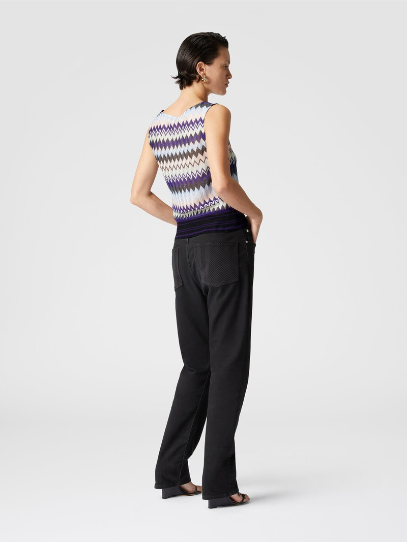 Sleeveless top in zig zag lamé viscose 3