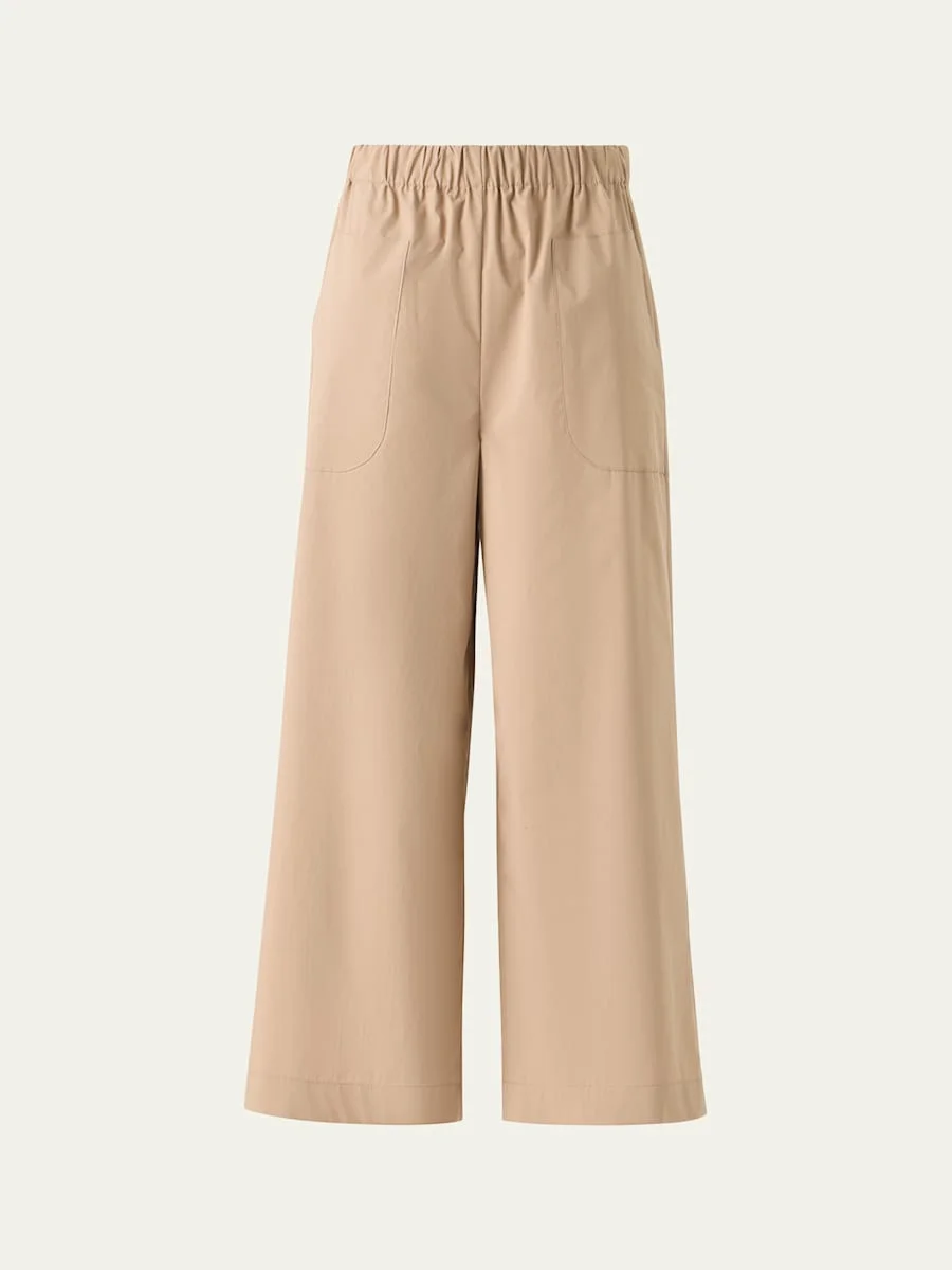 Frey Tech Poplin Wide-Leg Pull-On Pants - 1