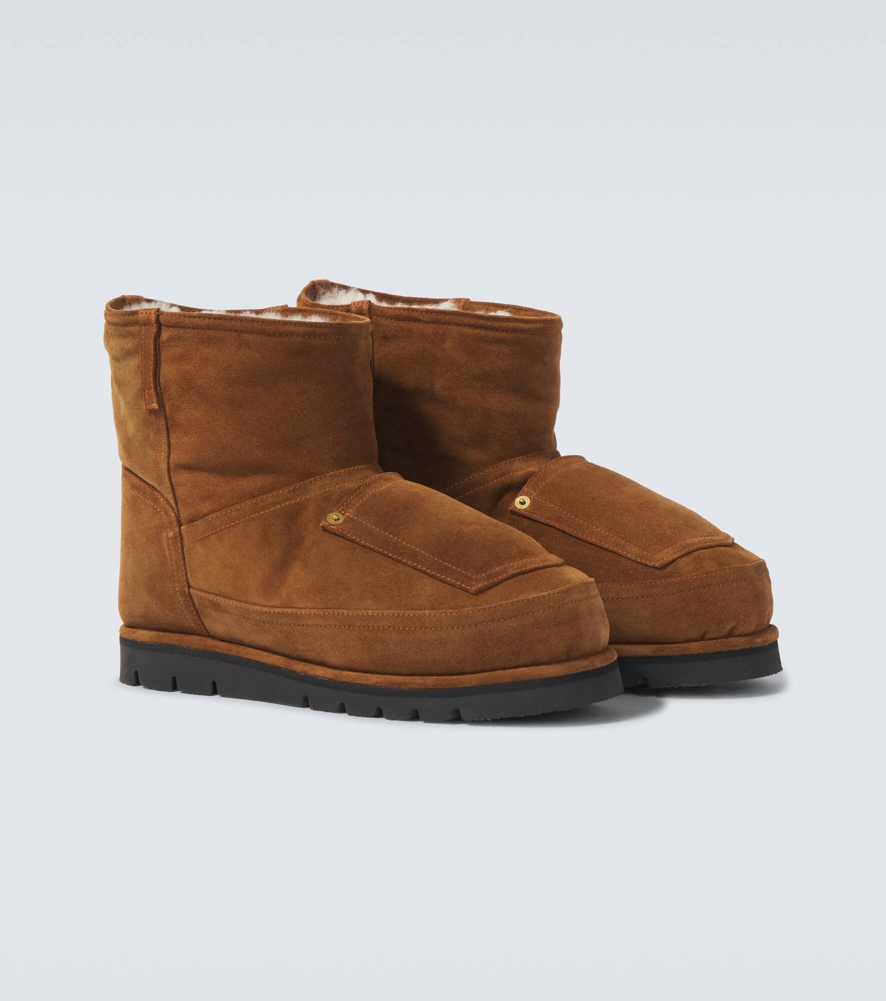 Shearling-lined suede ankle boots - 5