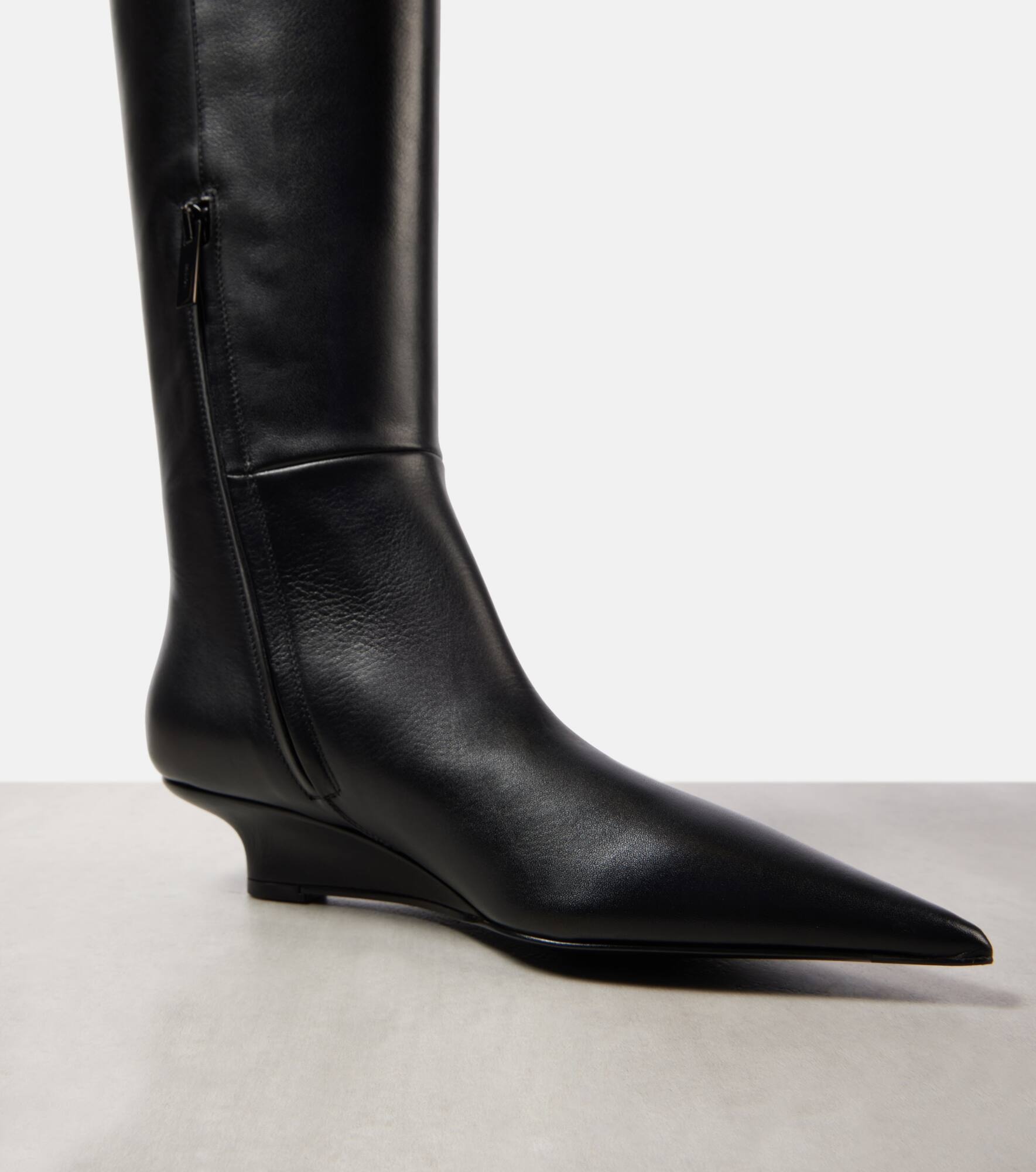 Sharp leather knee-high boots - 5