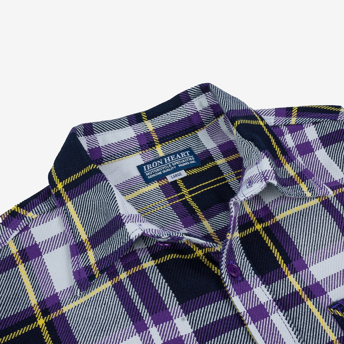 IHSH-382-PUR 9oz Selvedge American Check Work Shirt - Purple - 9