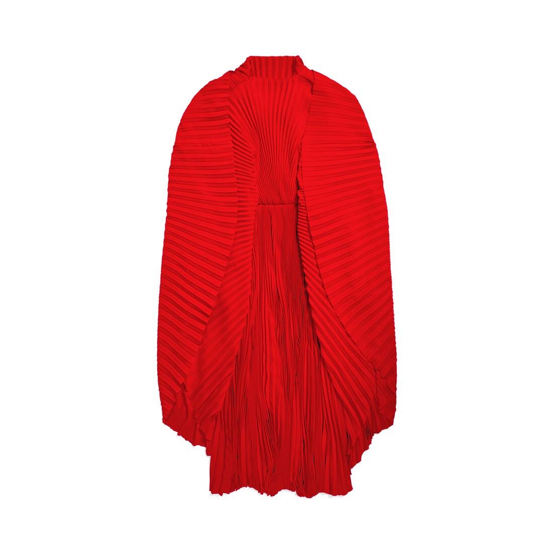 Women's Pleated Drape Dress in Red - 8