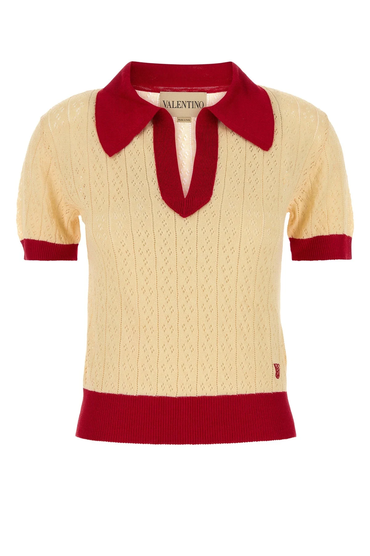 Two-tone linen blend polo shirt - 1