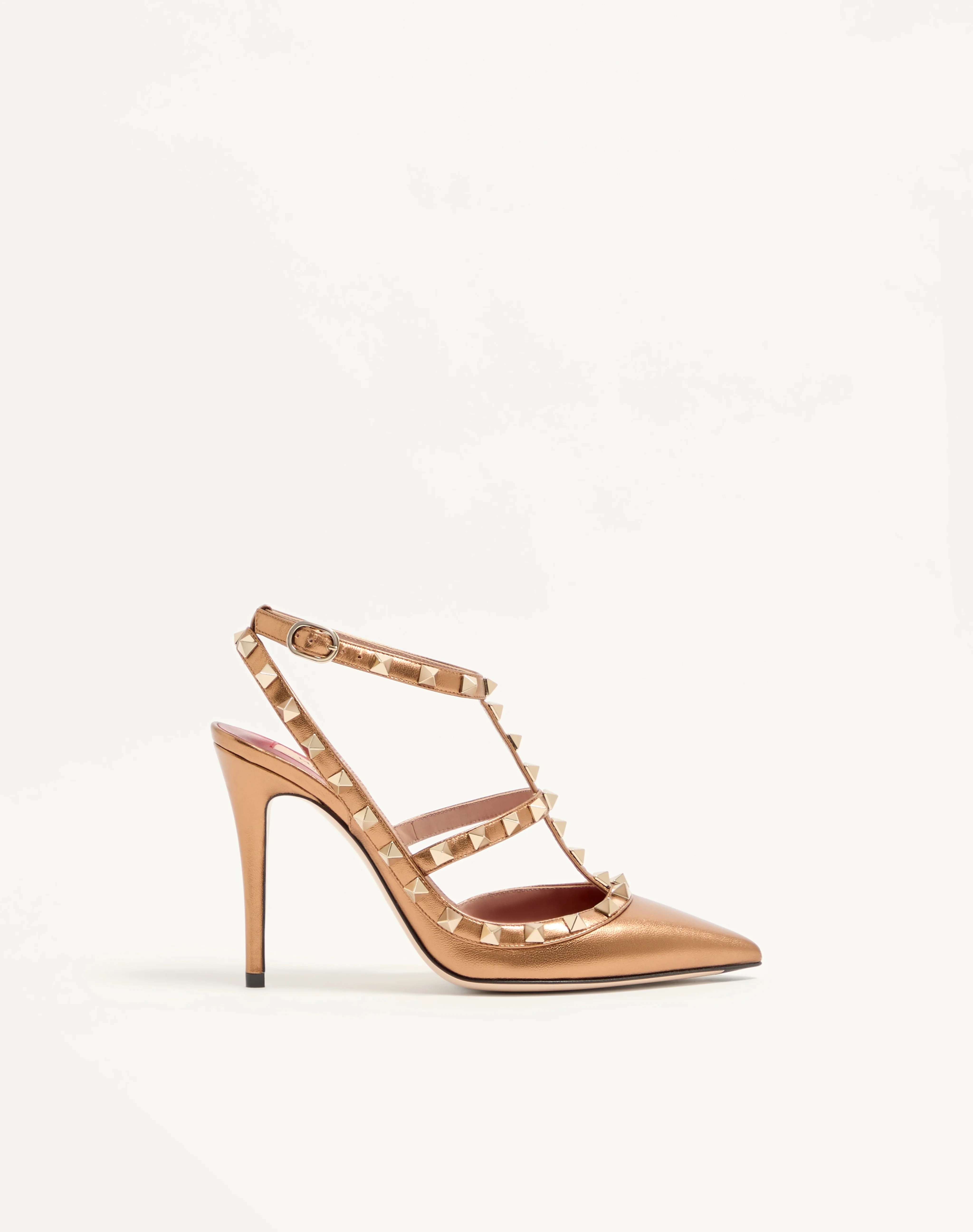 ROCKSTUD PUMP IN LAMINATED NAPPA LEATHER 100MM - 1