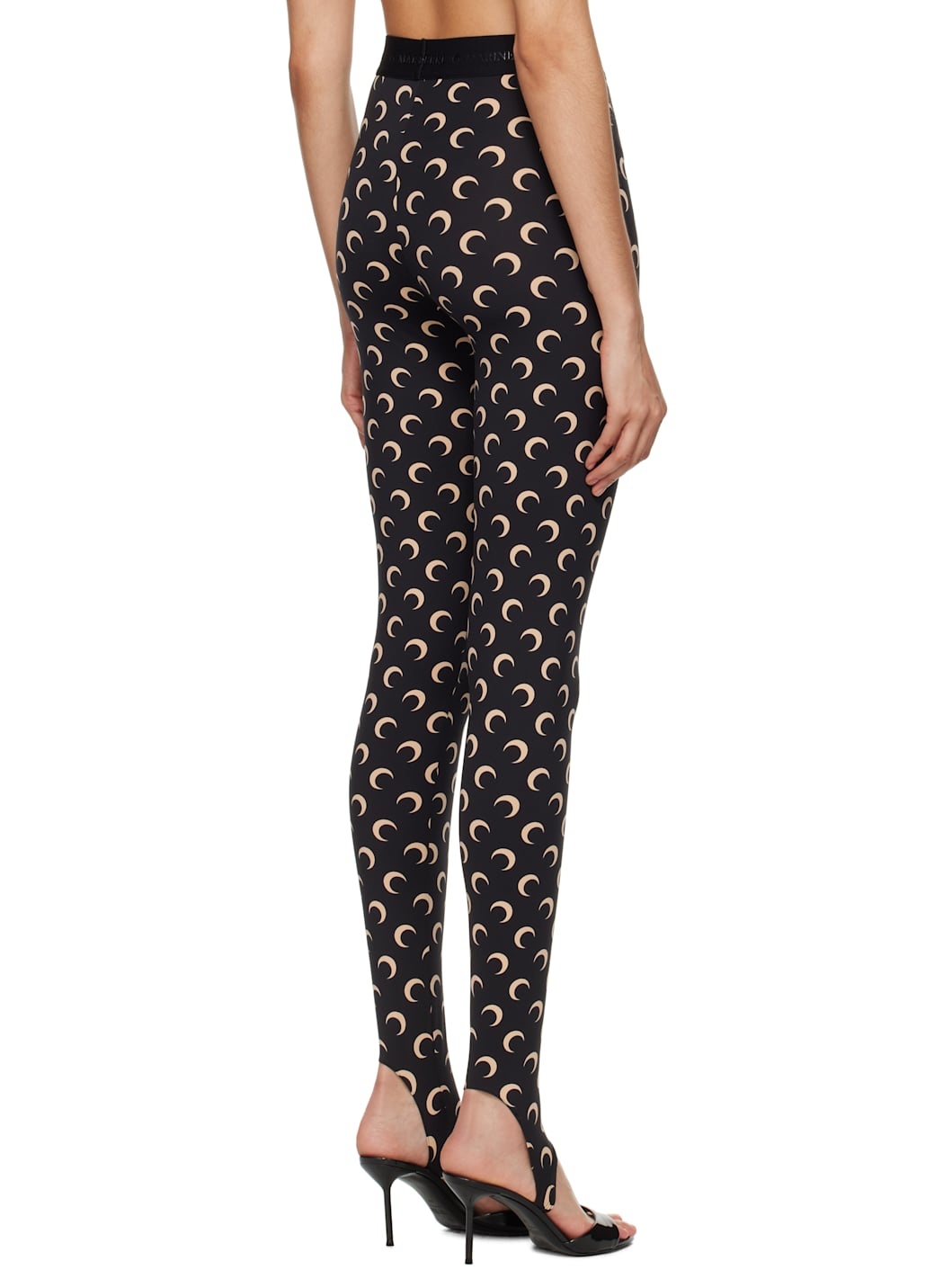 Black Recycled Jersey Moon Stirrup Leggings - 3