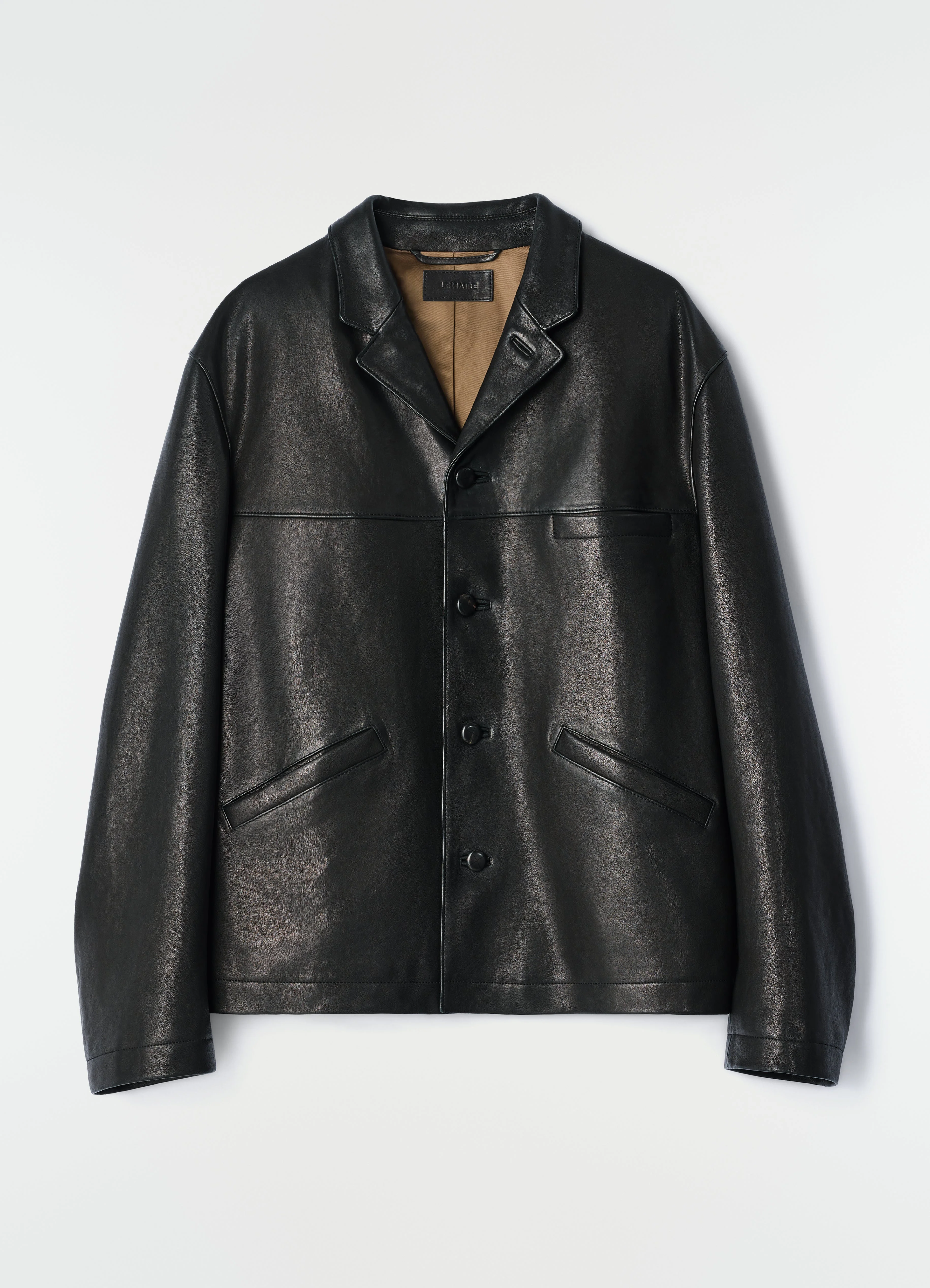LEATHER SINGLE BREASTED JACKET IN GRAINY LAMB - 1