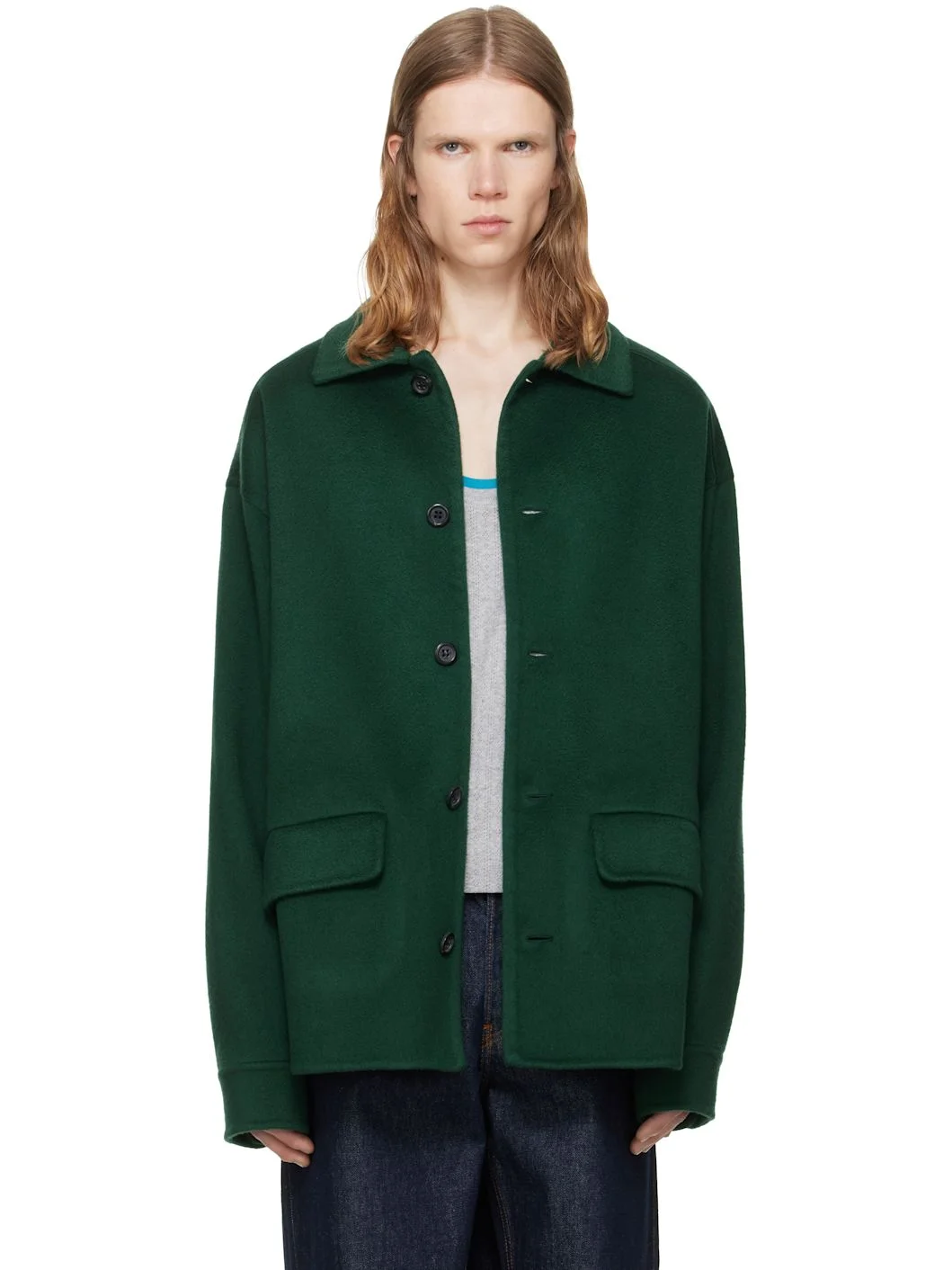 Green Wool-Cashmere Jacket - 1