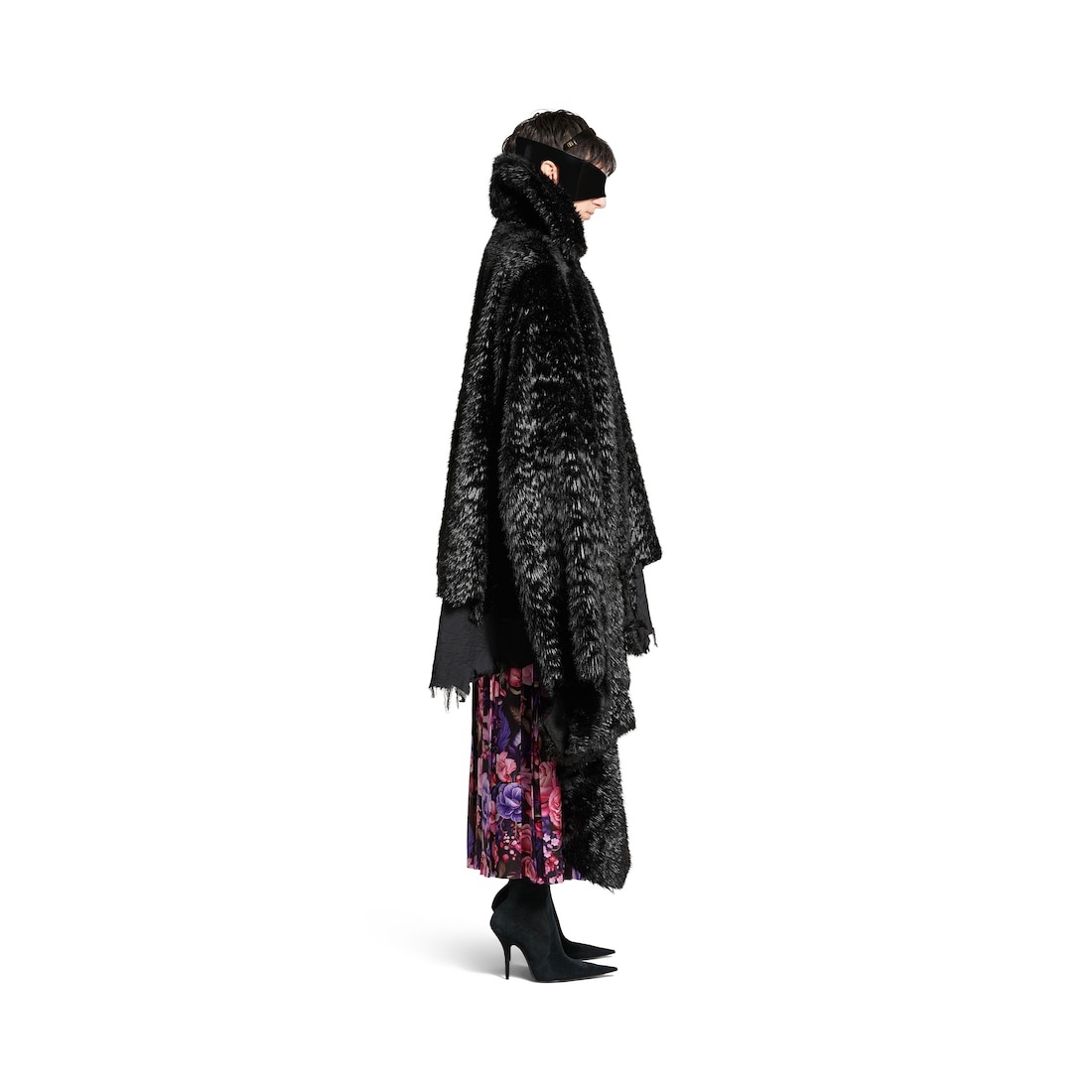 Women's Synthetic Furry Jacket in Black - 3