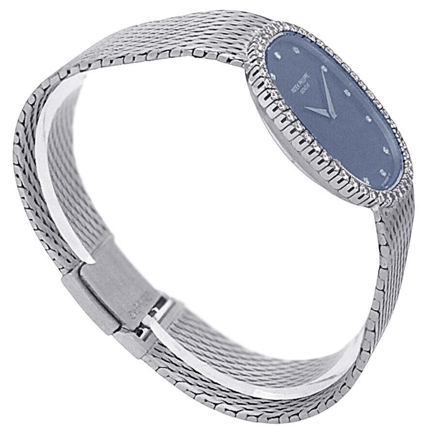 Pre-owned Patek Philippe Golden Ellipse Hand Wind Diamond Blue Dial Men's Watch 3748/009 - 3