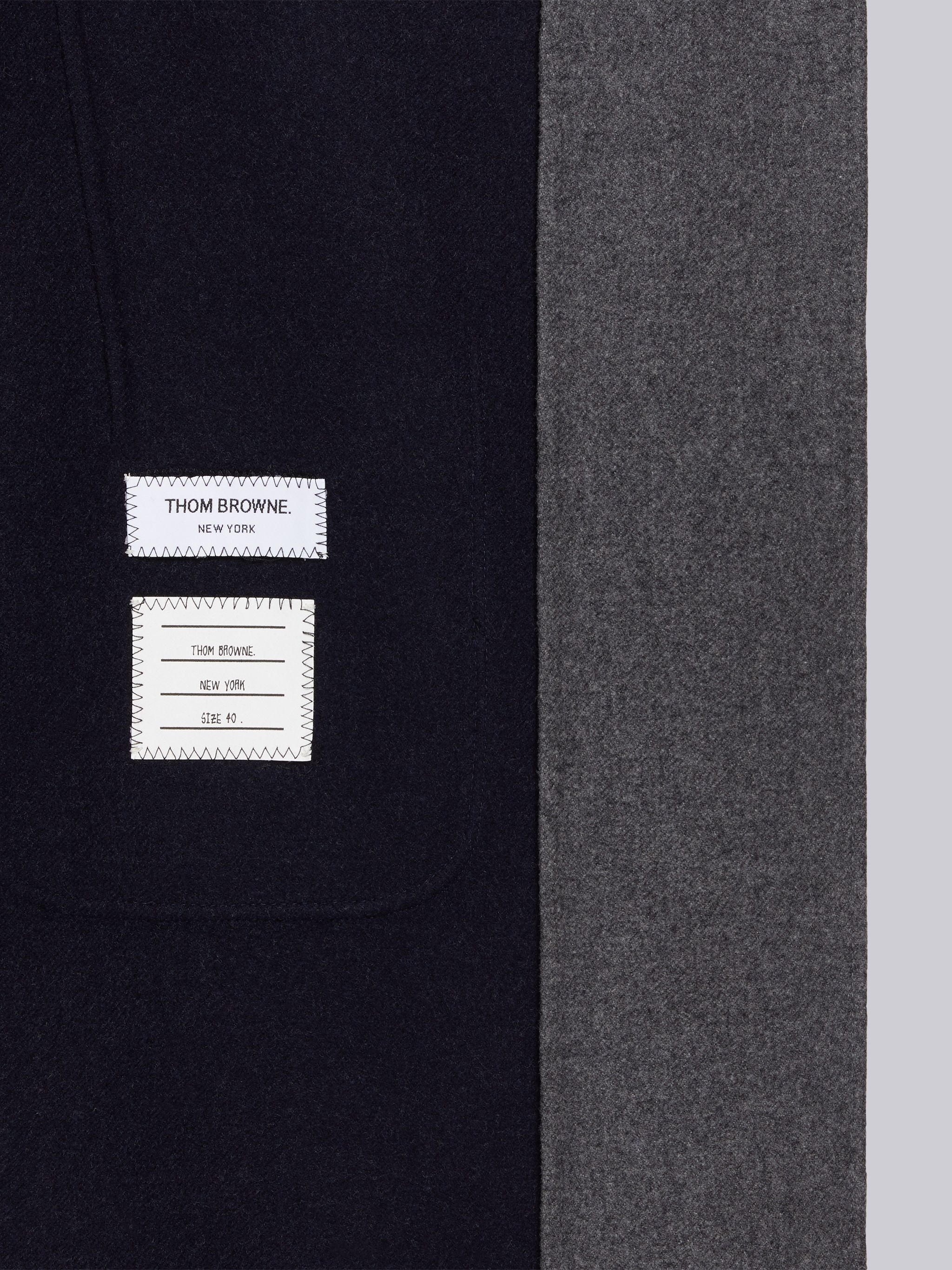 Medium Grey Double Face Melton Engineered 4-Bar Unconstructed Elongated Sack Overcoat - 6