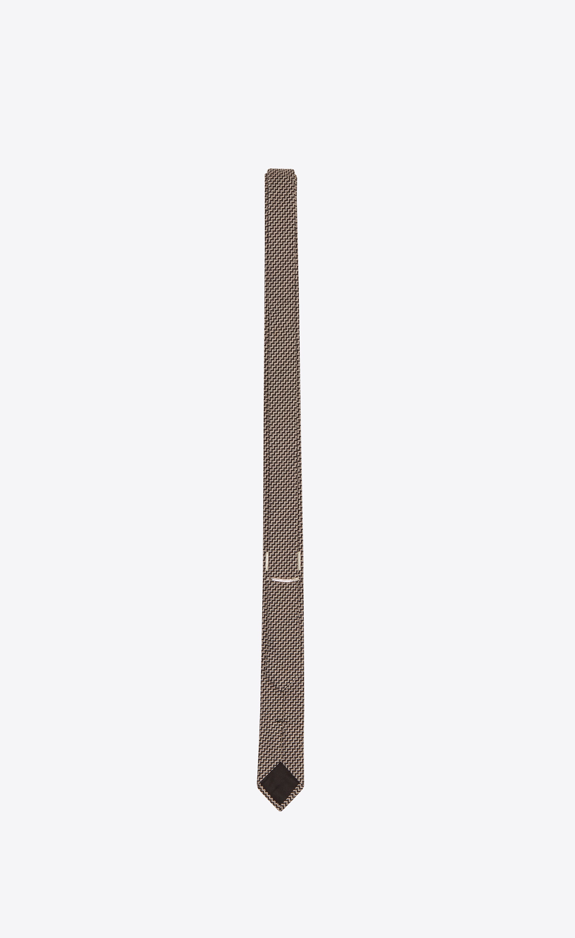 narrow tie in herringbone silk and wool - 2